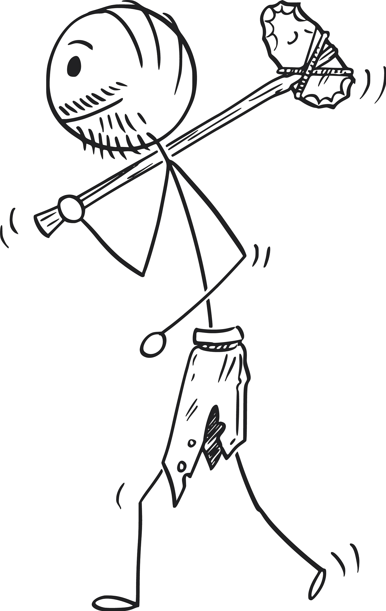 cartoon of prehistoric man or caveman walking