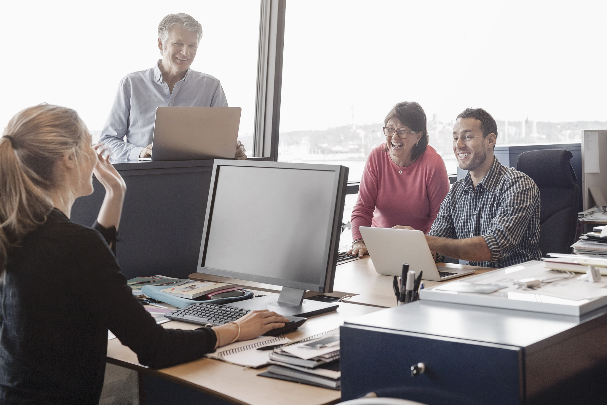 happy business people in office