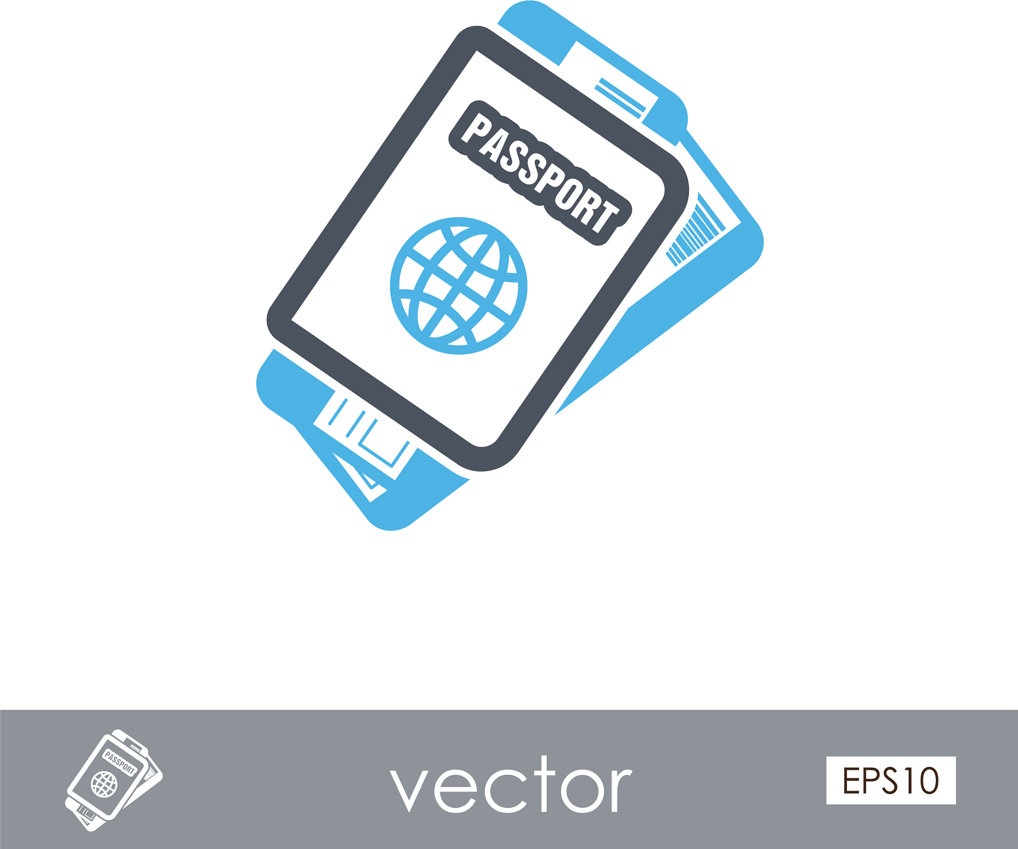 passport with tickets icon summer vacation