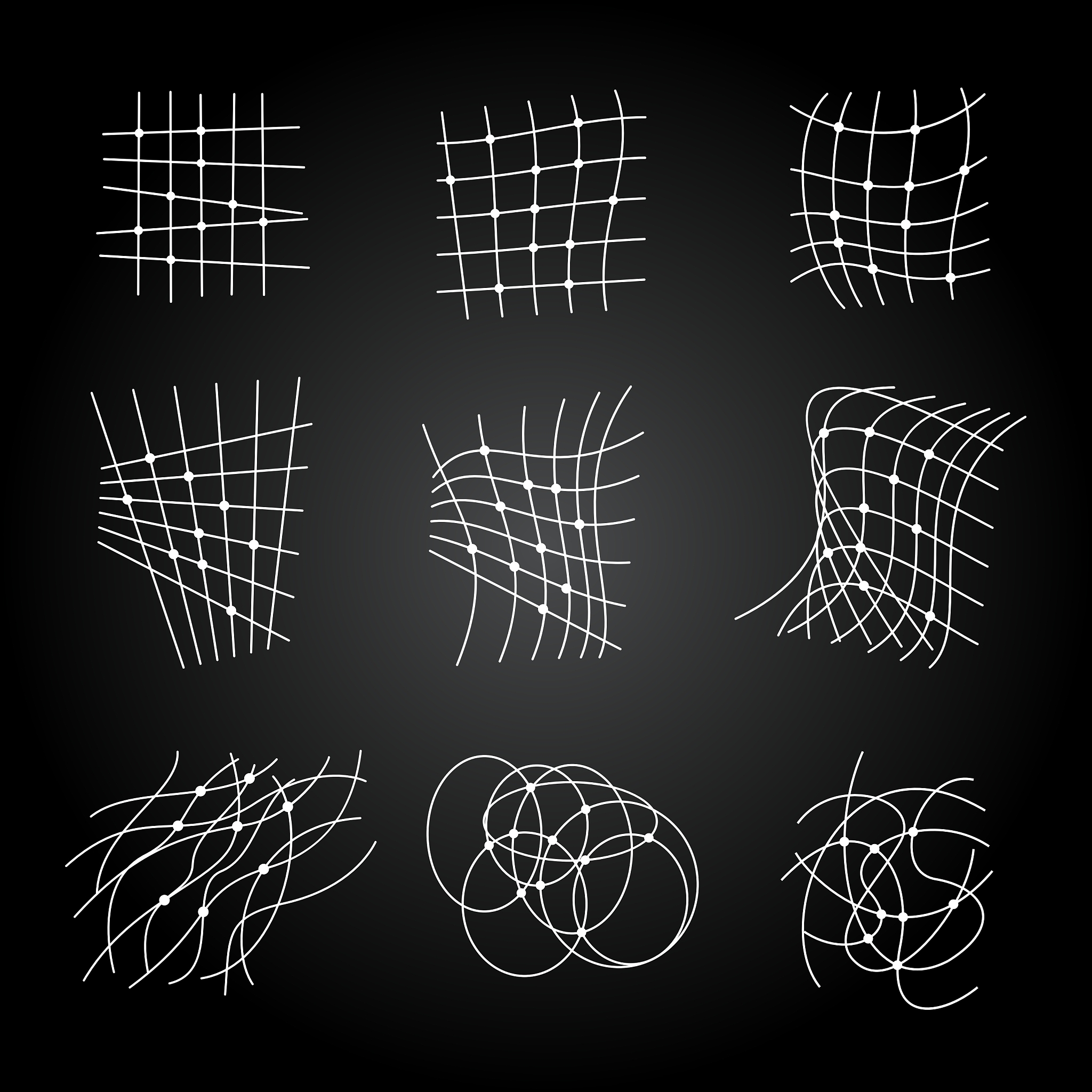 types of chaos grids set on black