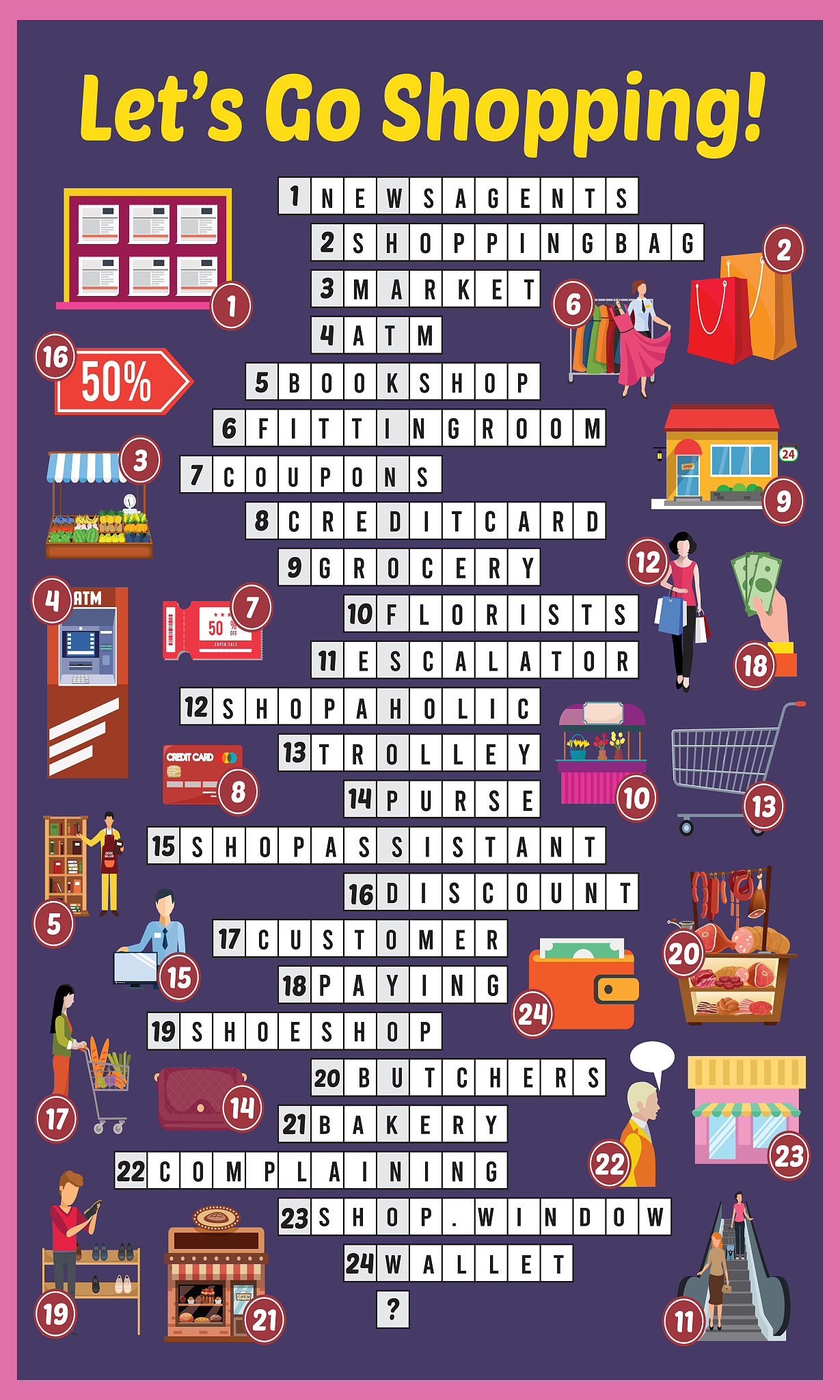 USLT 字母组合的所有单词 - 完整列表