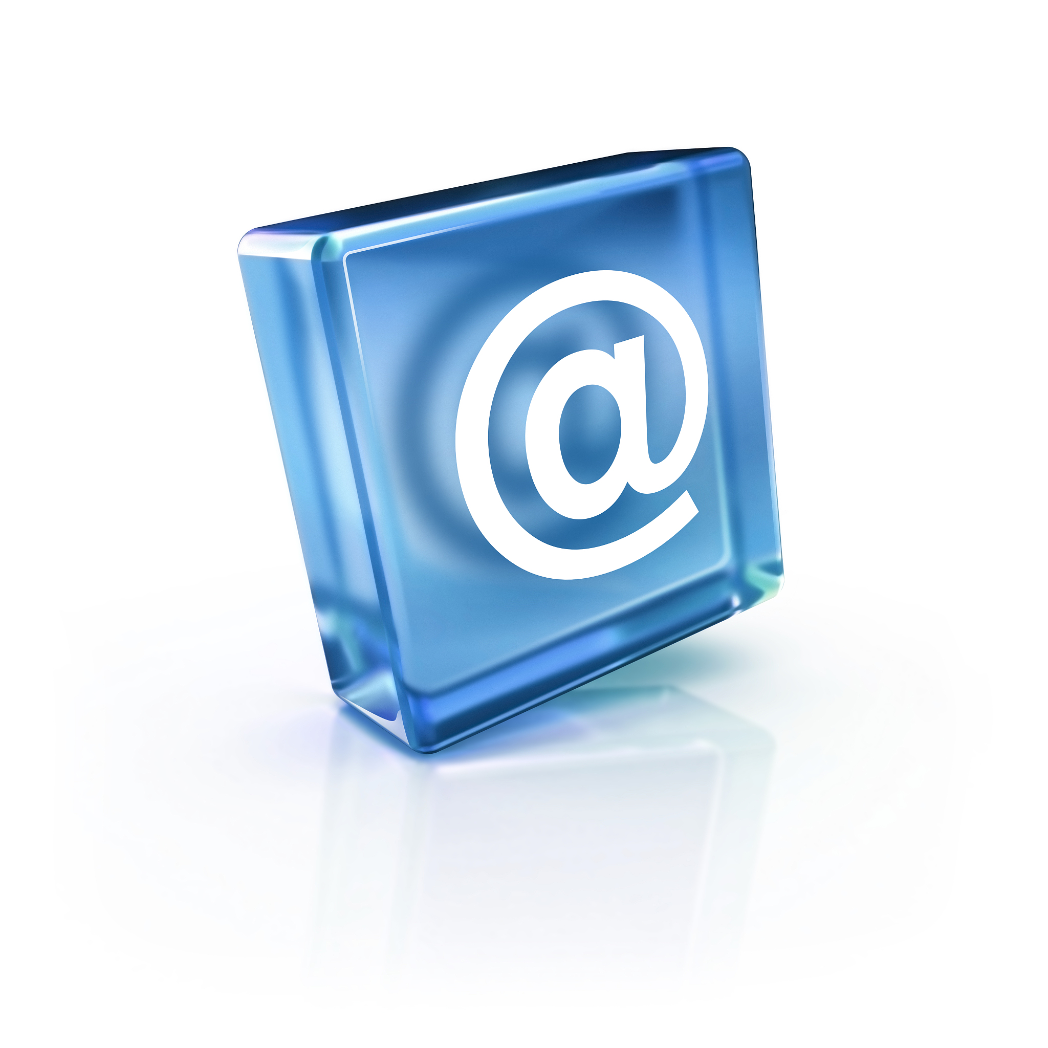 3d rendered glossy blue of email at sign icon