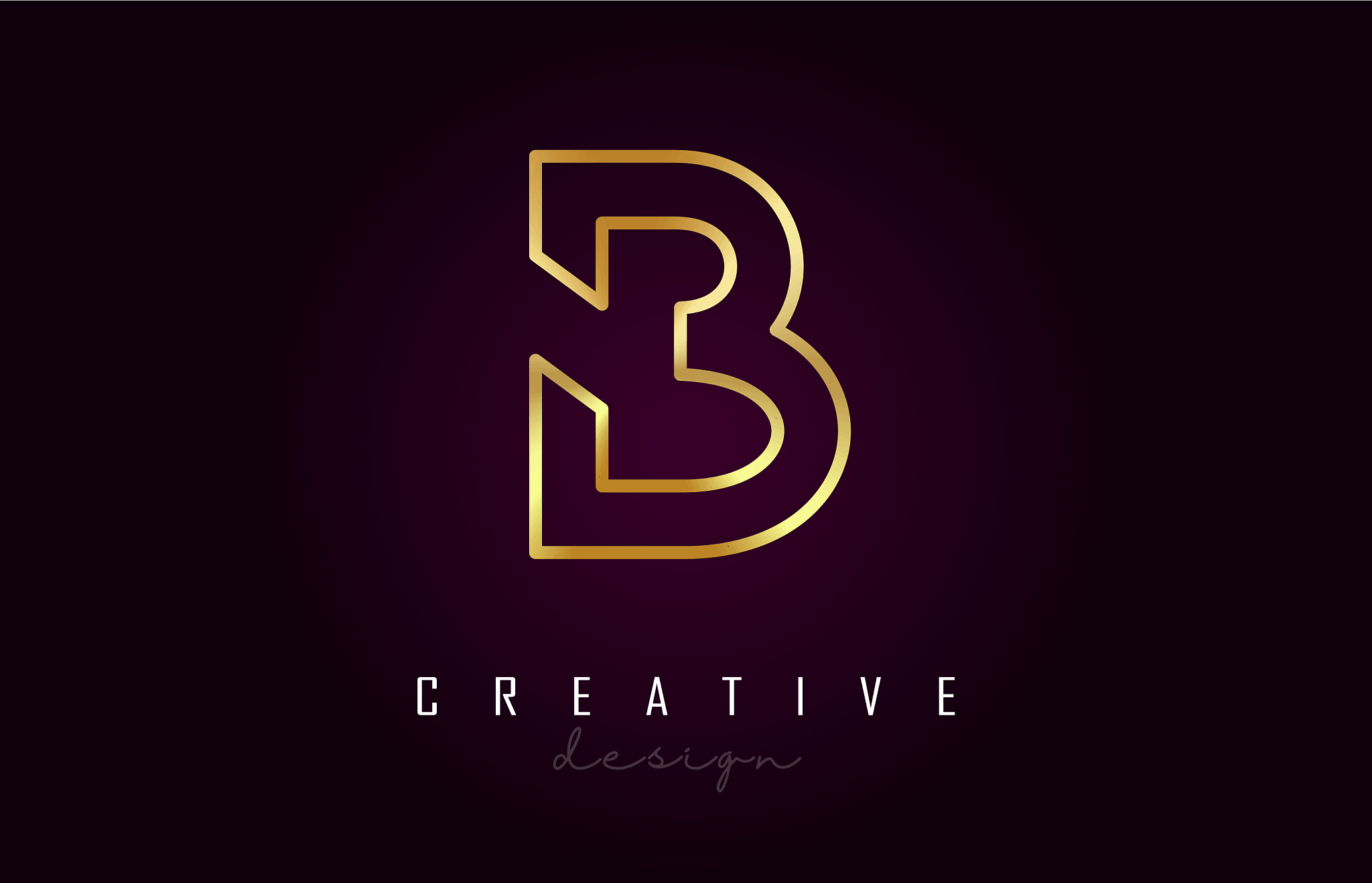 b golden letter logo monogram design creative b