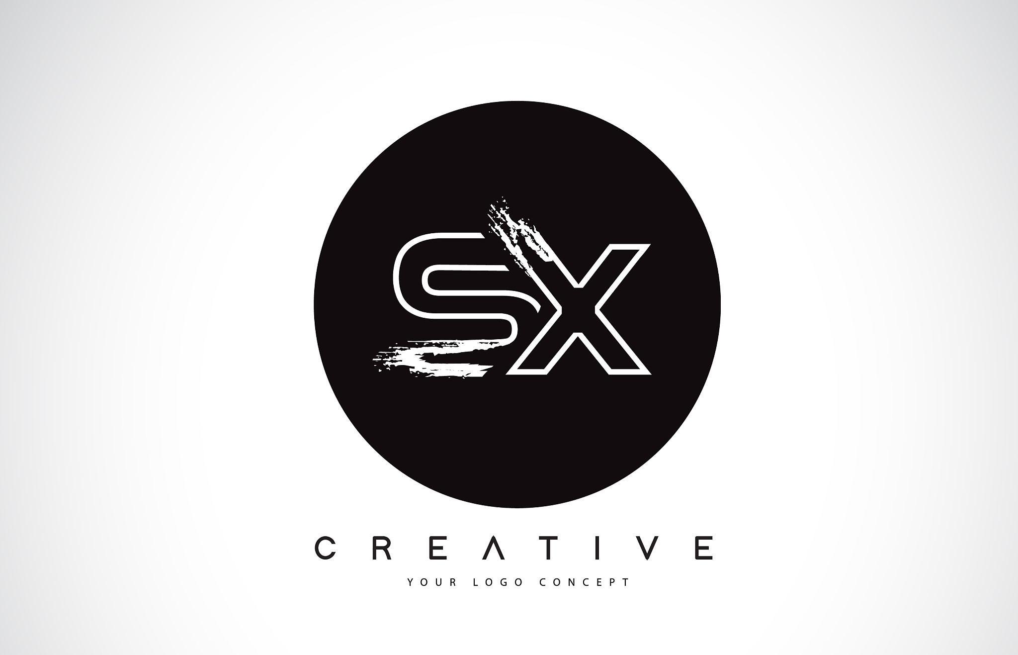sx modern leter logo design with black and white