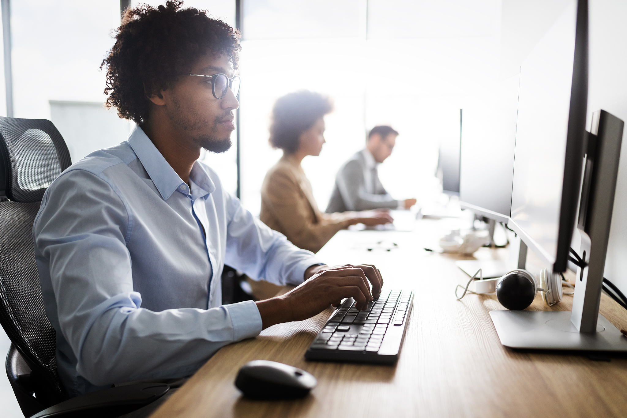 successful business group of people at work in office