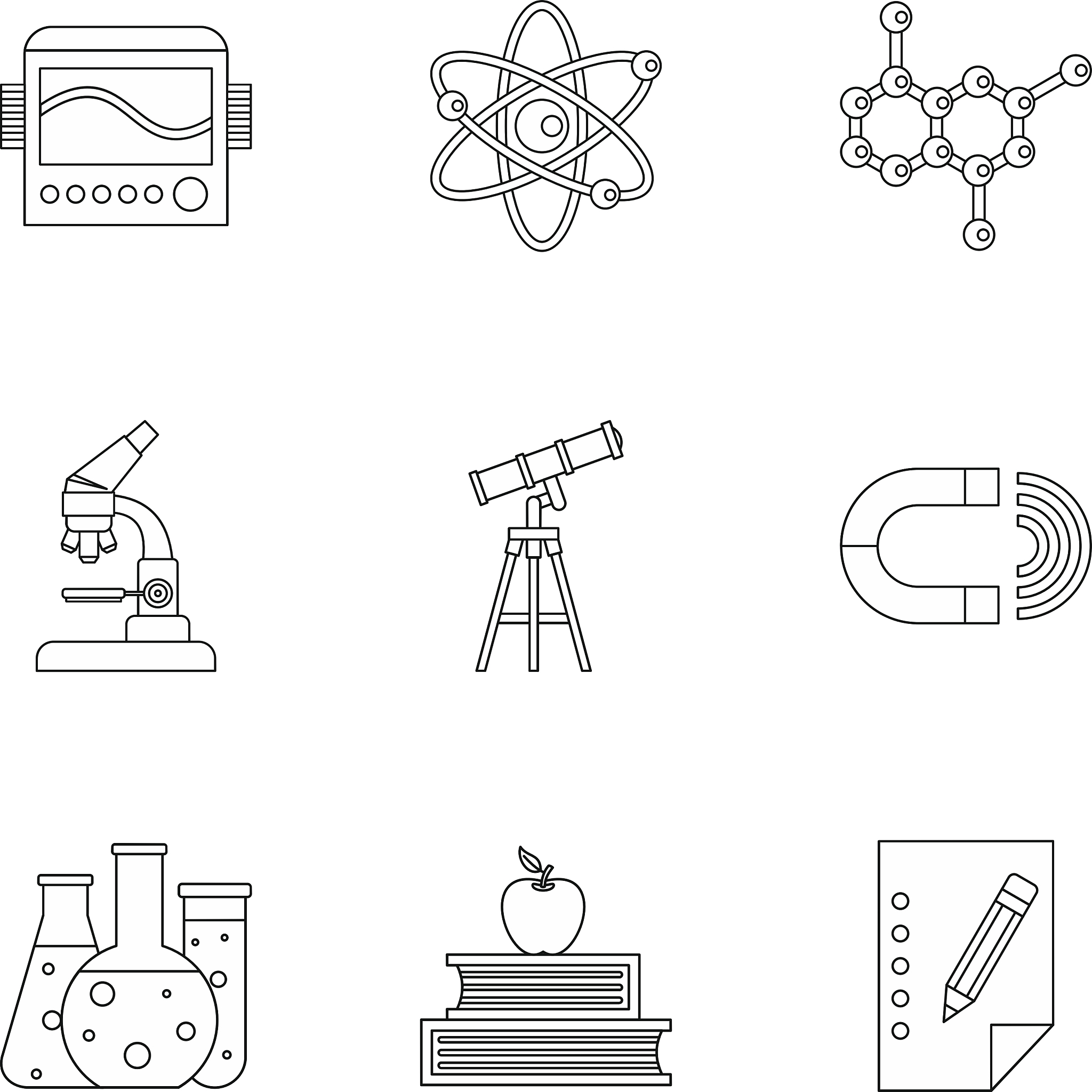 science education icons set outline style