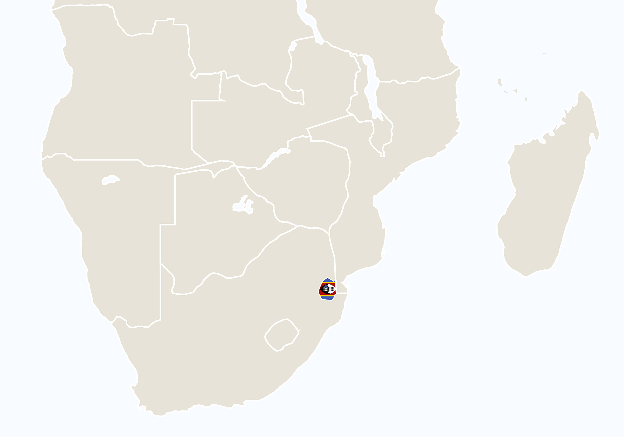 africa with highlighted swaziland map