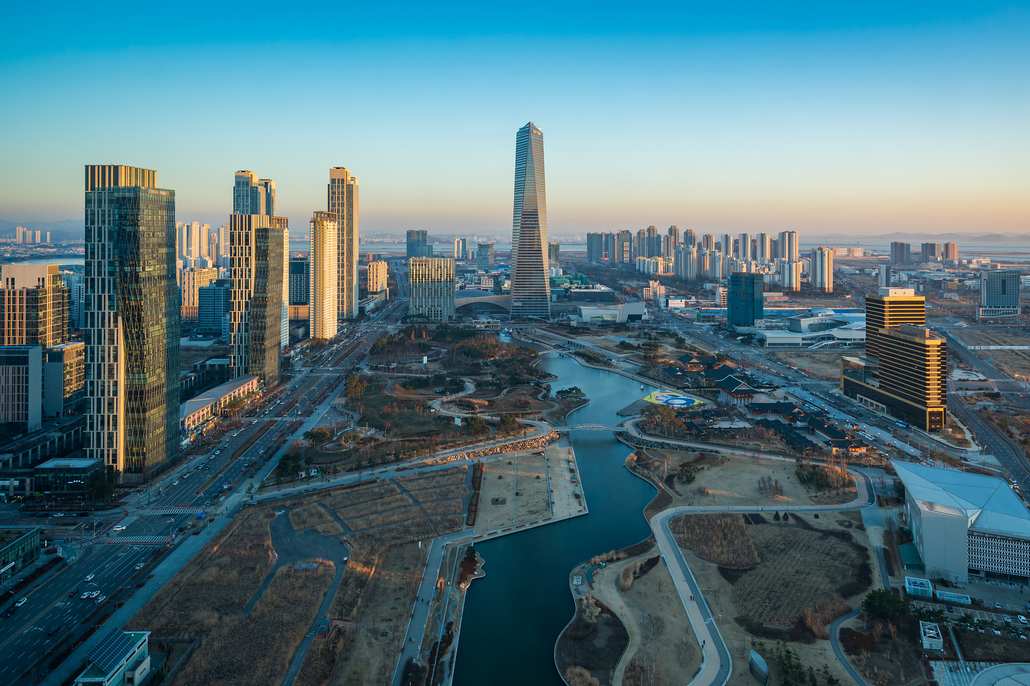 korea,songdo central park in songdo international business distr