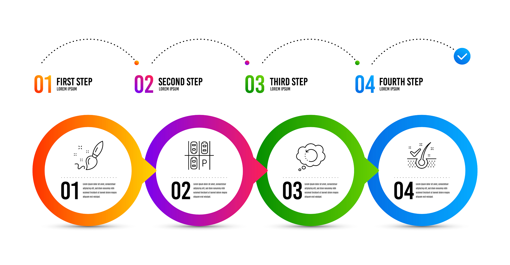 recovery data paint brush and parking place icons
