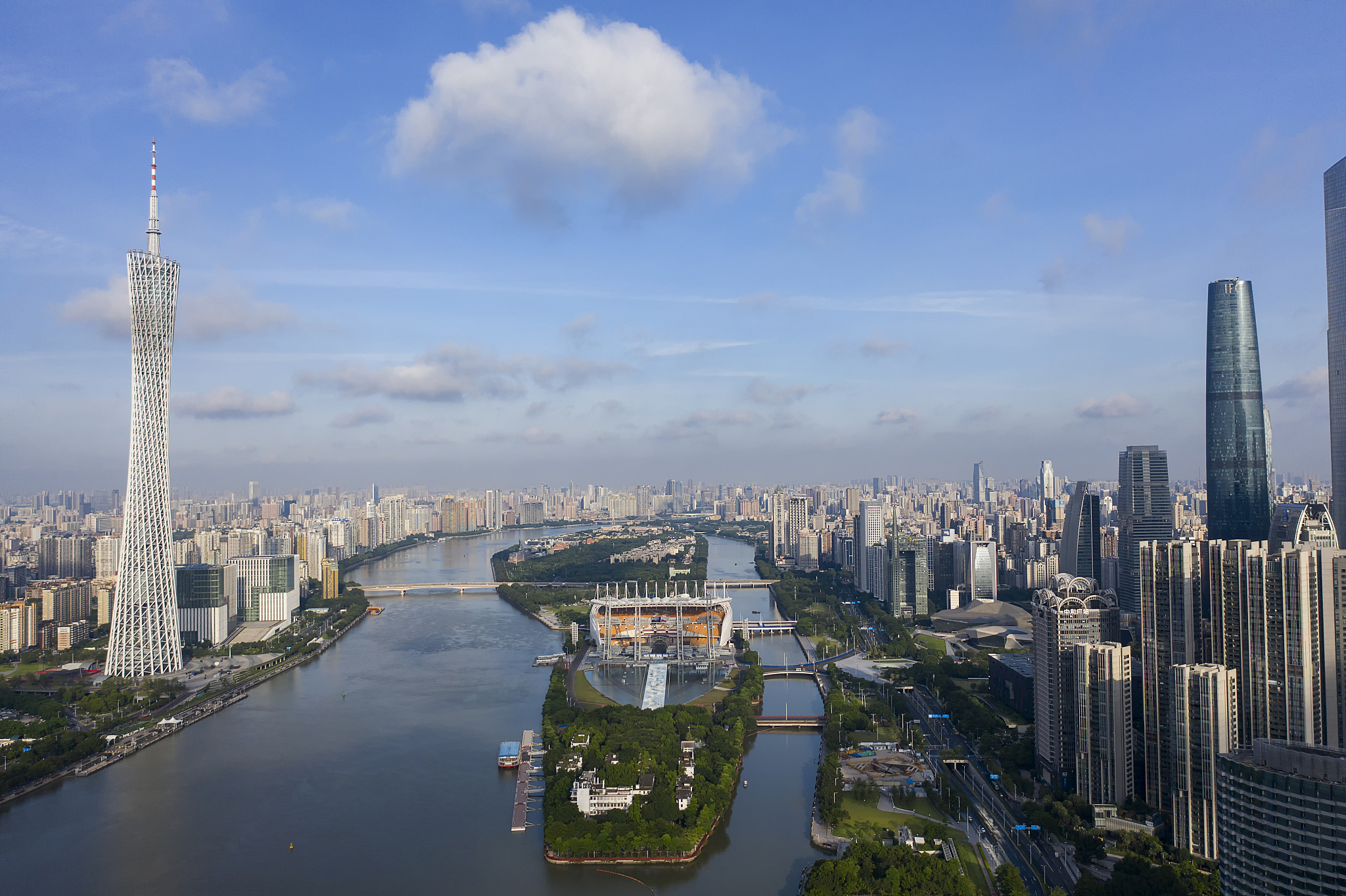 aerial photo of guangzhou city, china