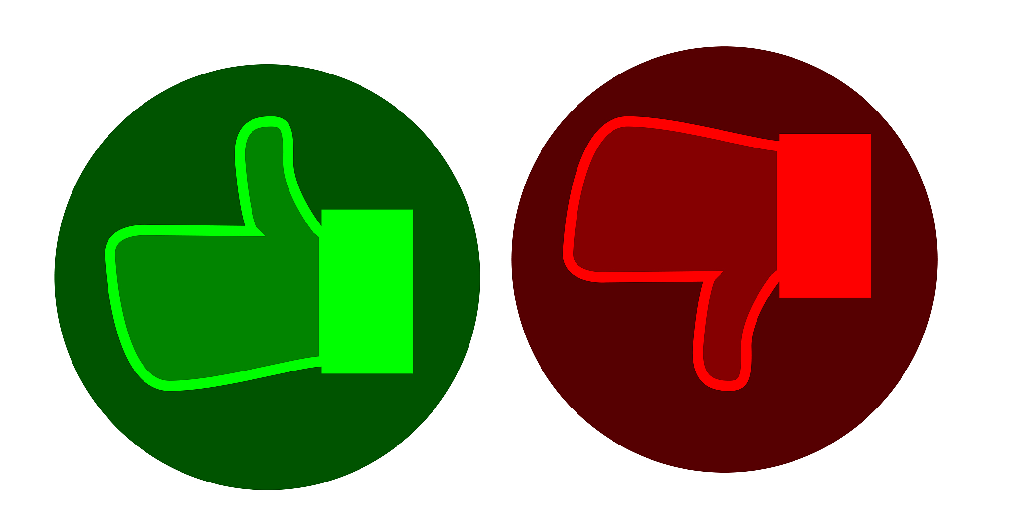 thumbs up and thumbs down buttons on white background - illustra