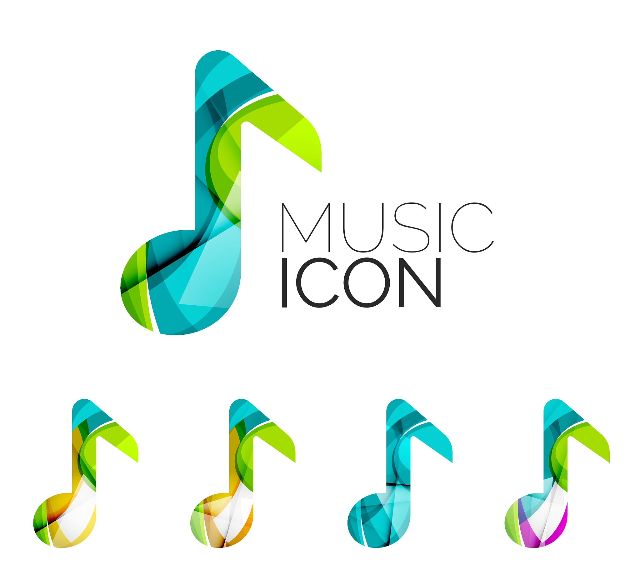 set of abstract music note icon business logotype