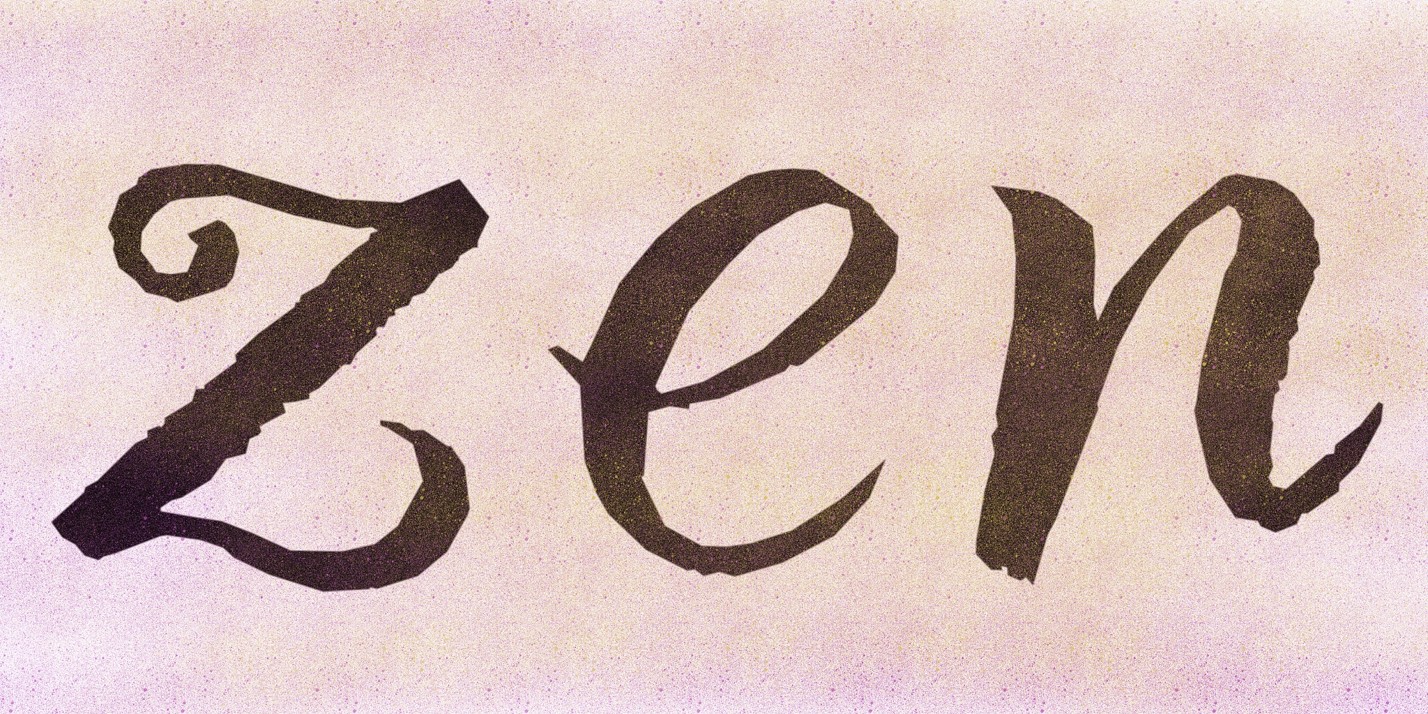 zen hand drawn calligraphy with relaxing colours in the backgrou