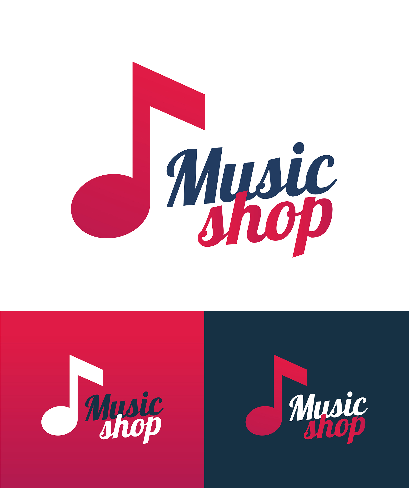 music shop logo icon with music note