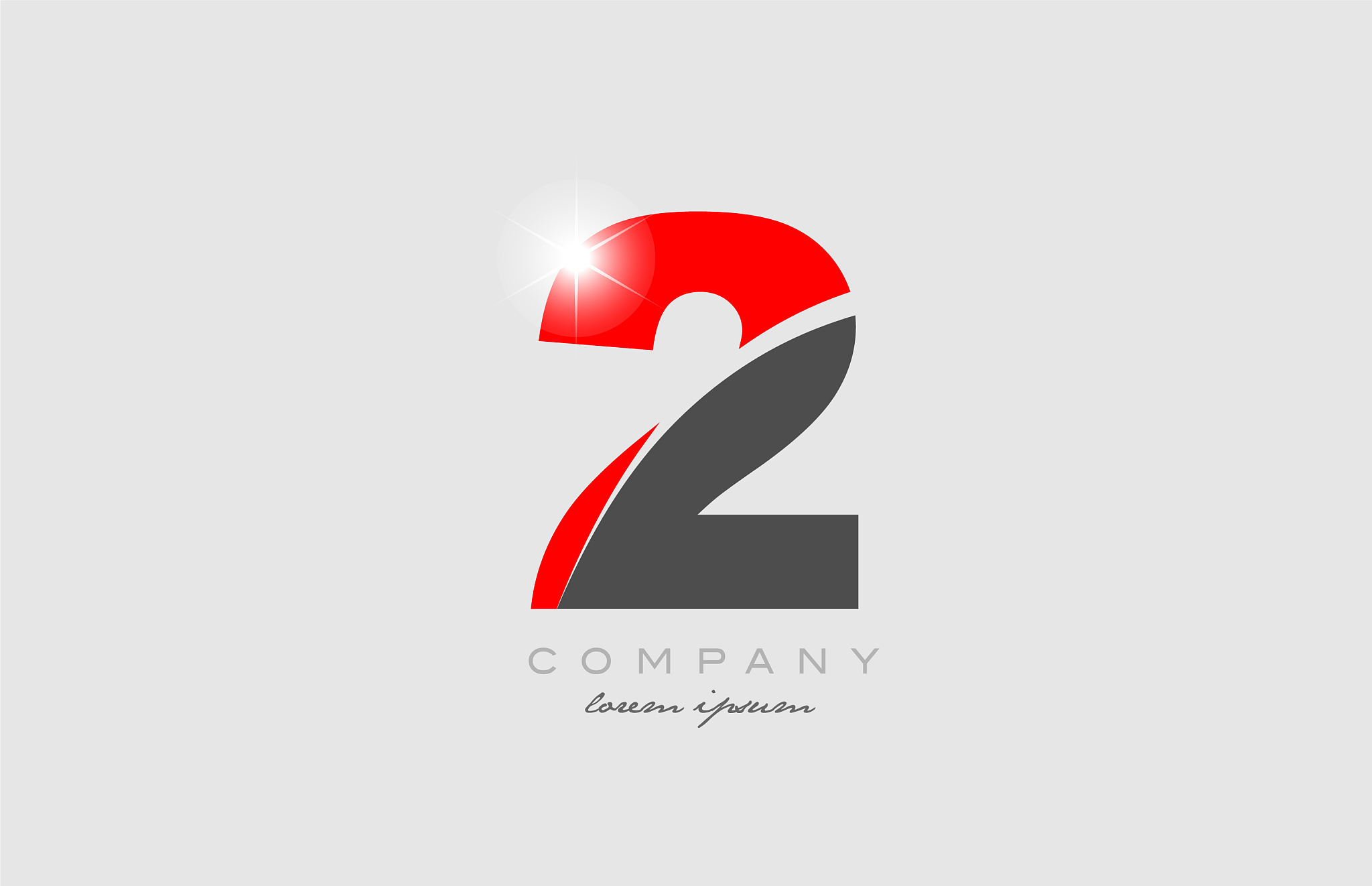 number 2 in grey red color for logo icon design