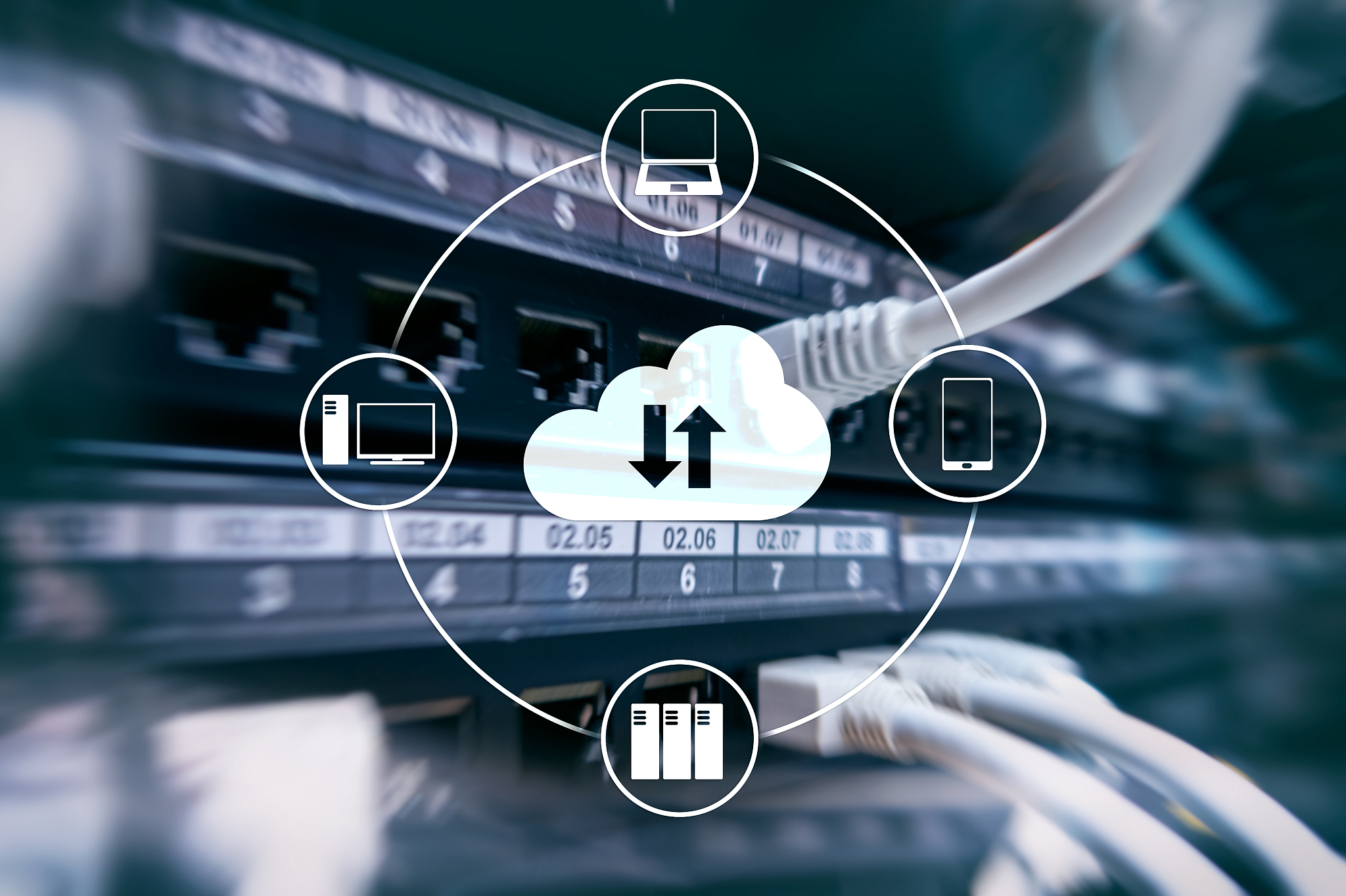 cloud server and computing, data storage and processing. interne
