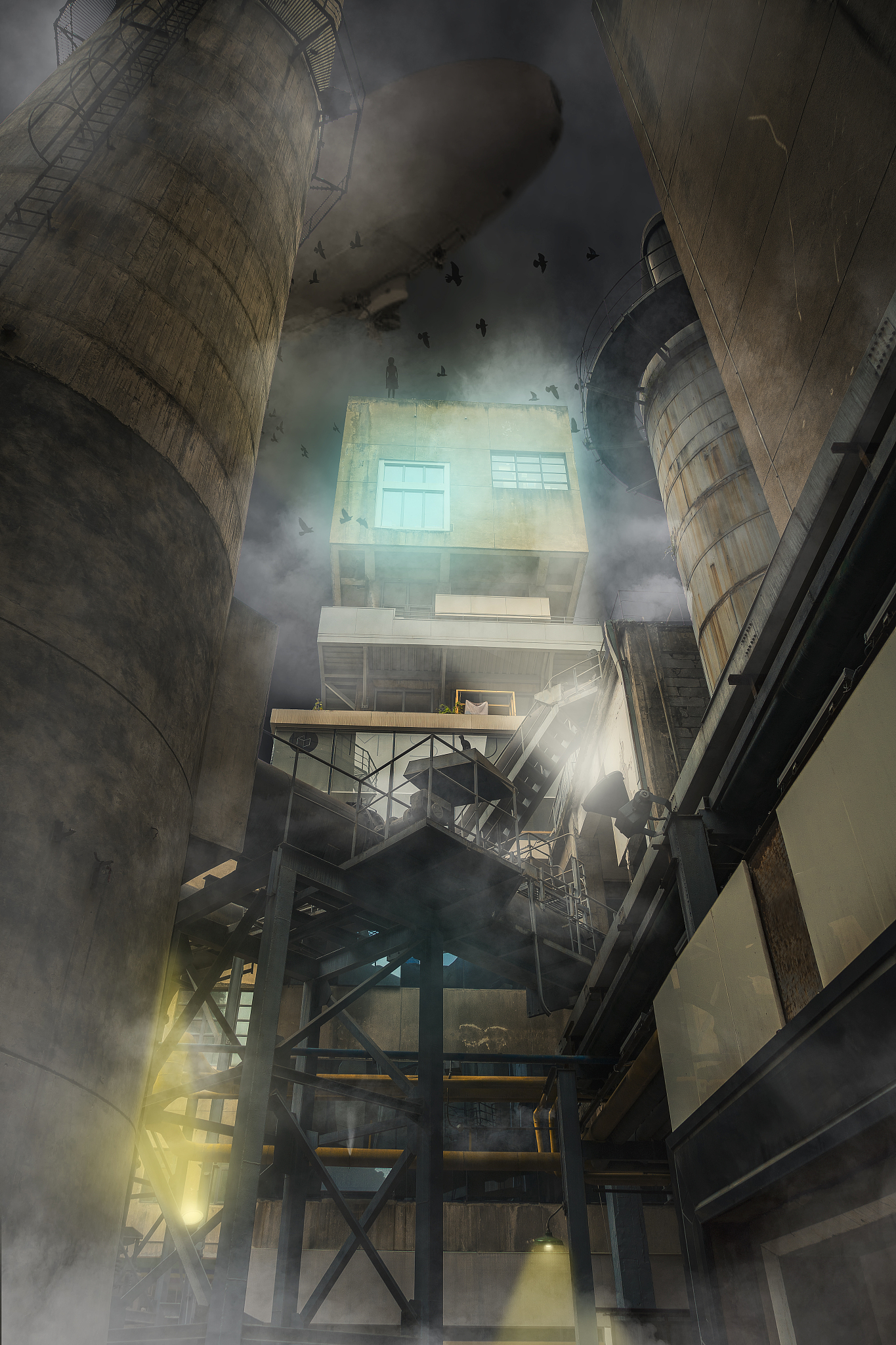 赛博朋克风格的油画