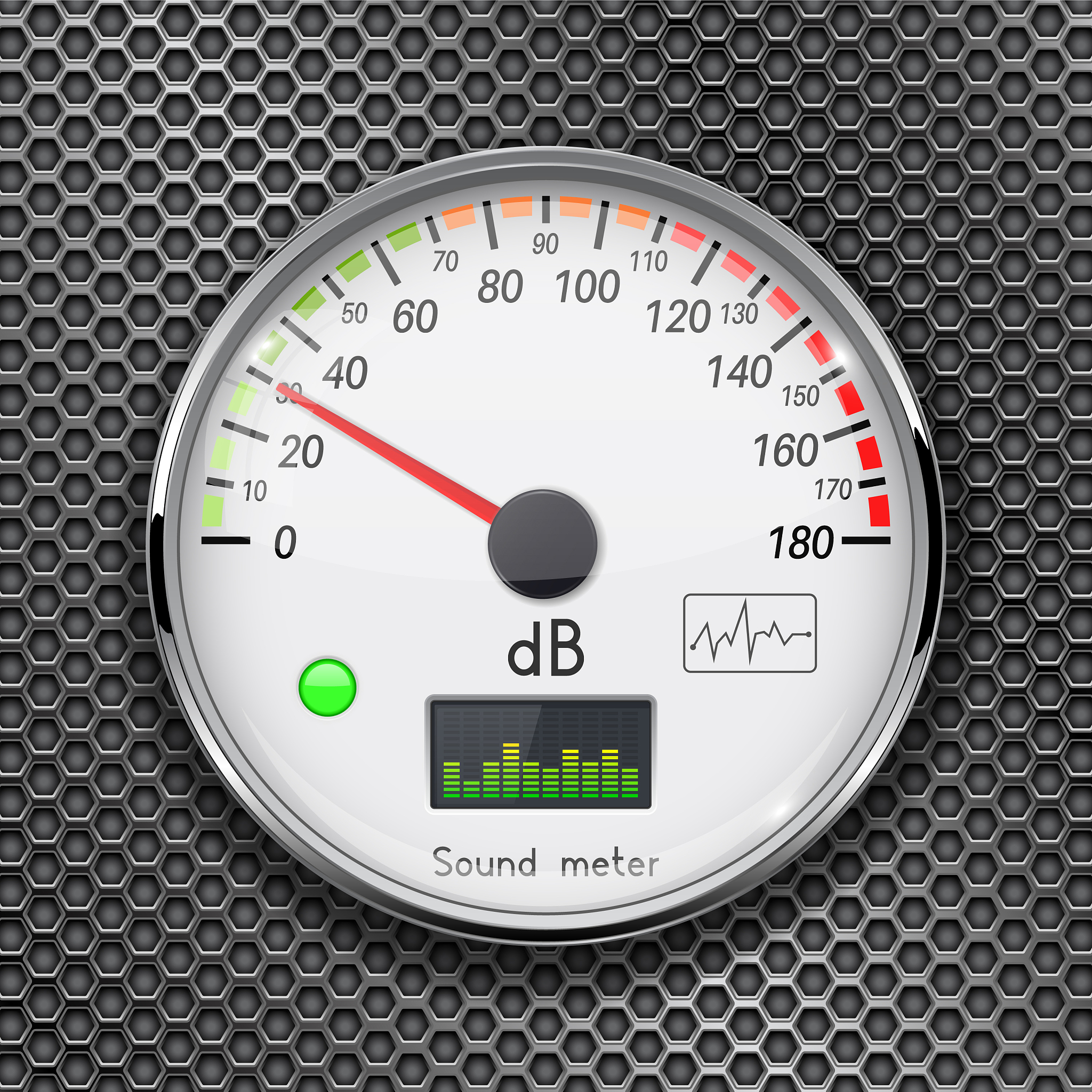 decibel gauge volume unit on low level glass