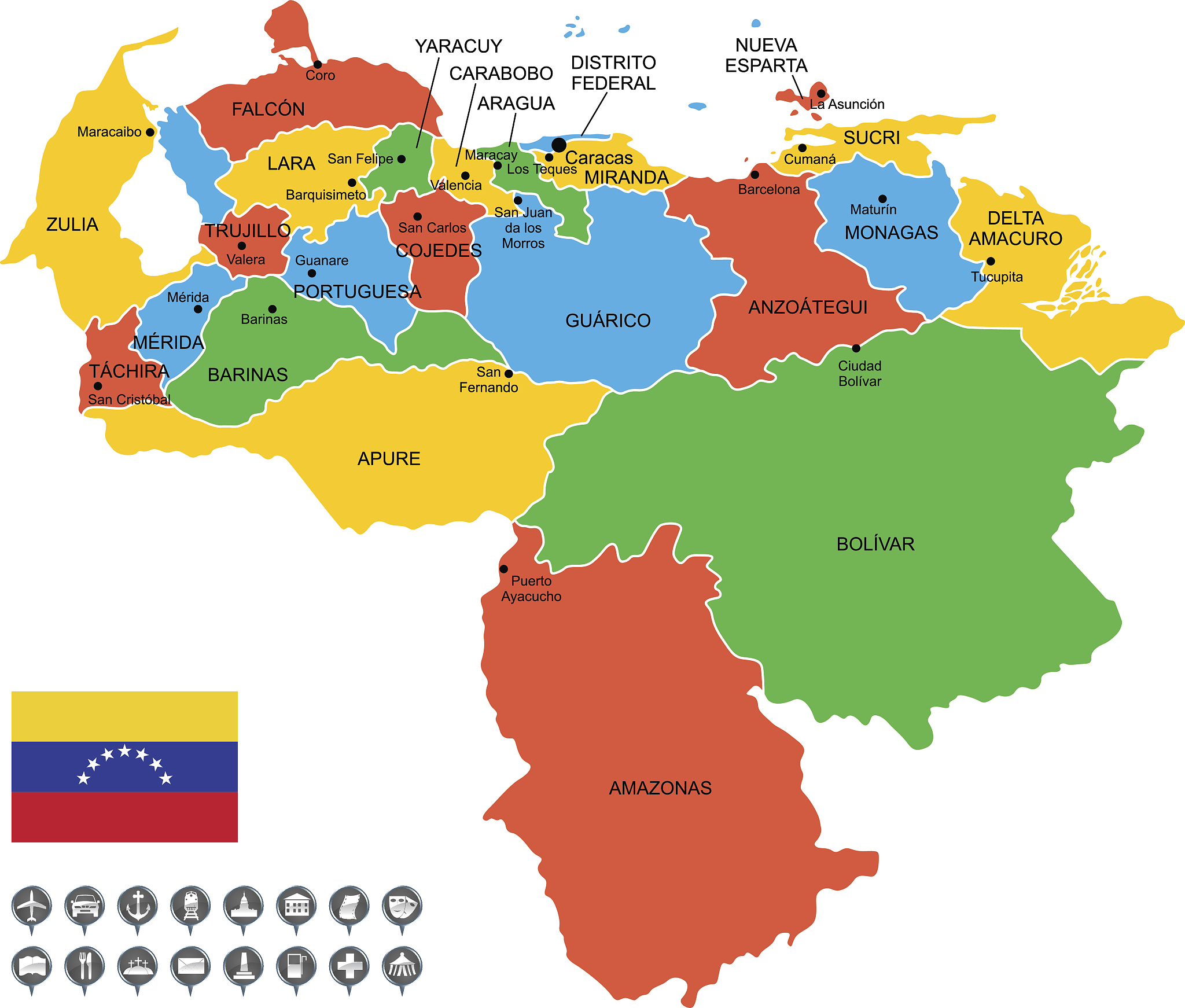 detailed vector map of venezuela