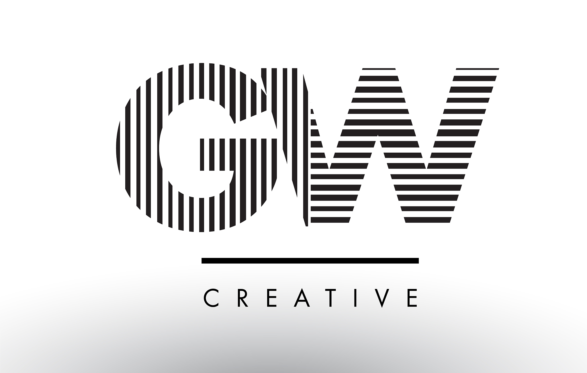 gw g w black and white lines letter logo design