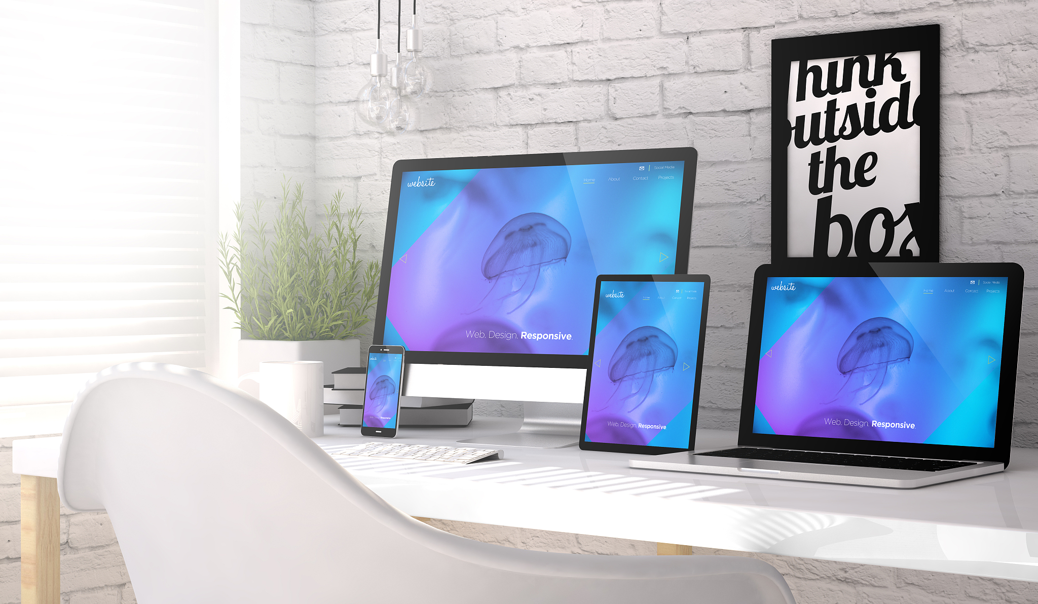 devices collection workplace with website responsive design