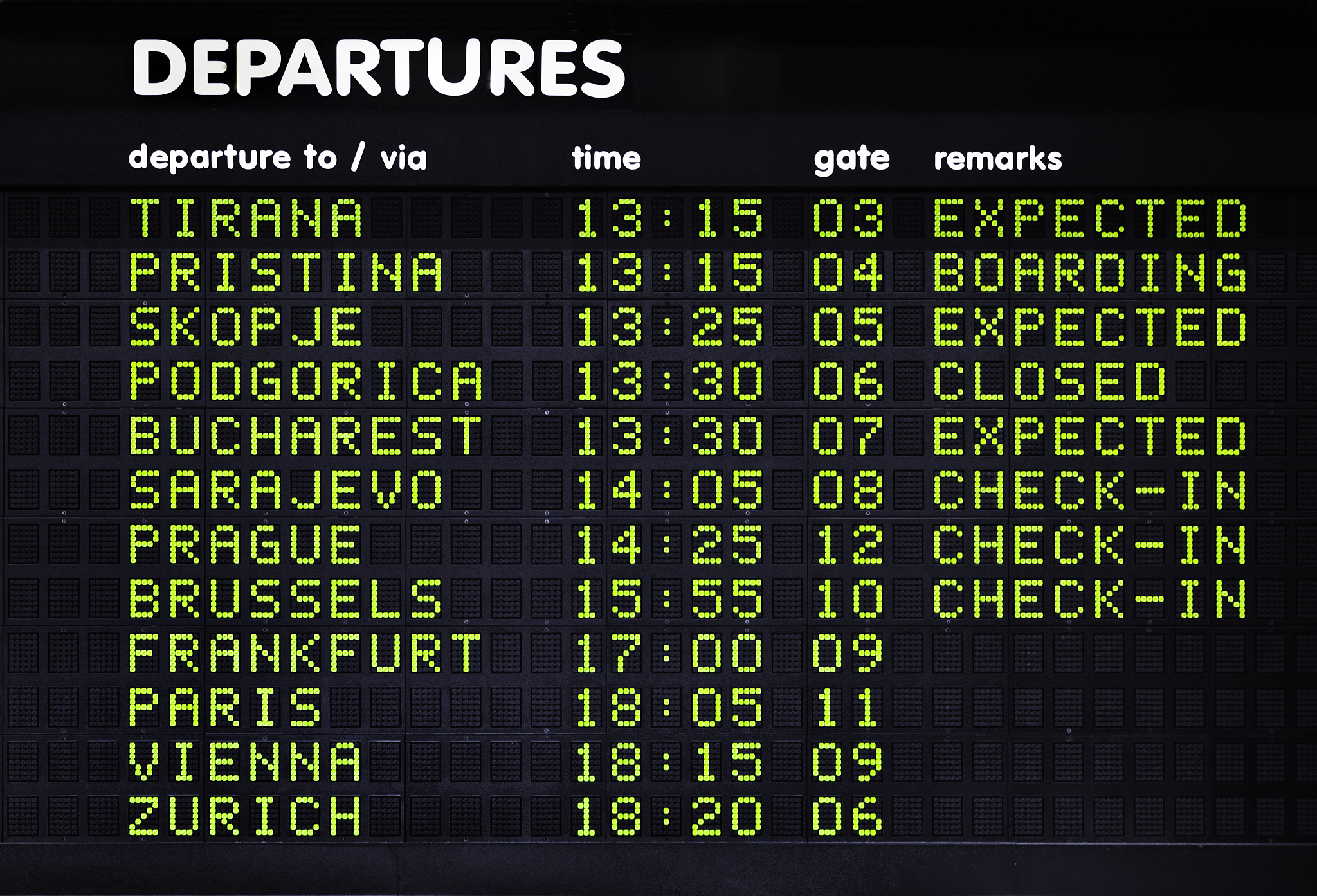 arrival departure board