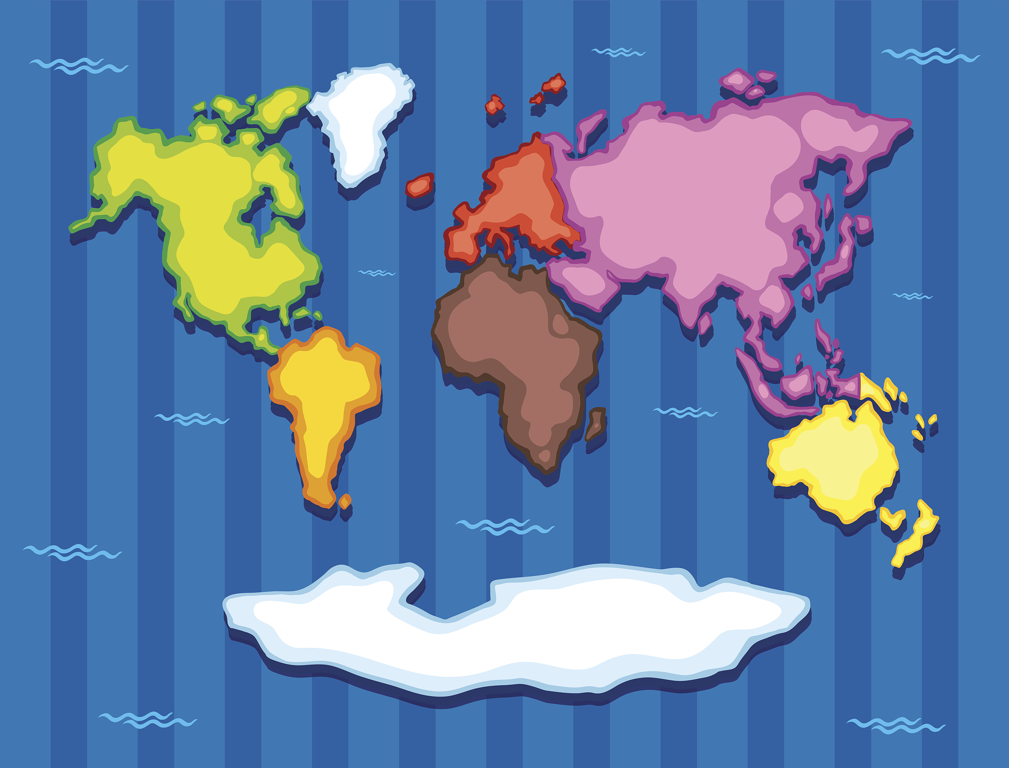 world map with seven continents