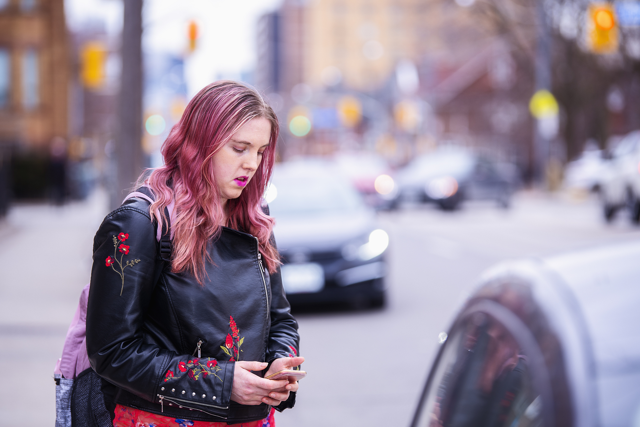 woman on a city street