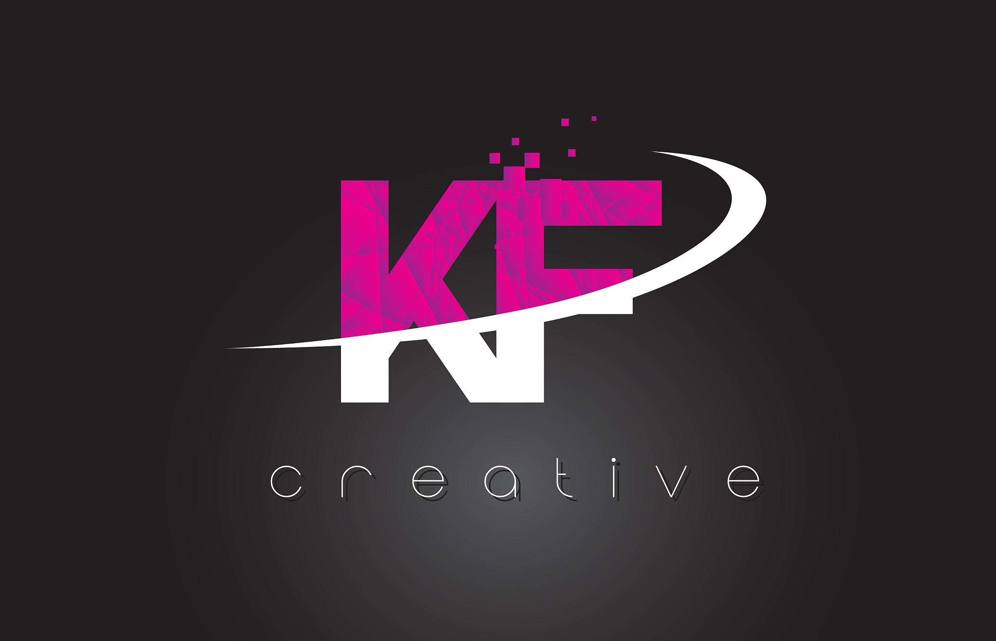 kf k f creative letters design with white pink