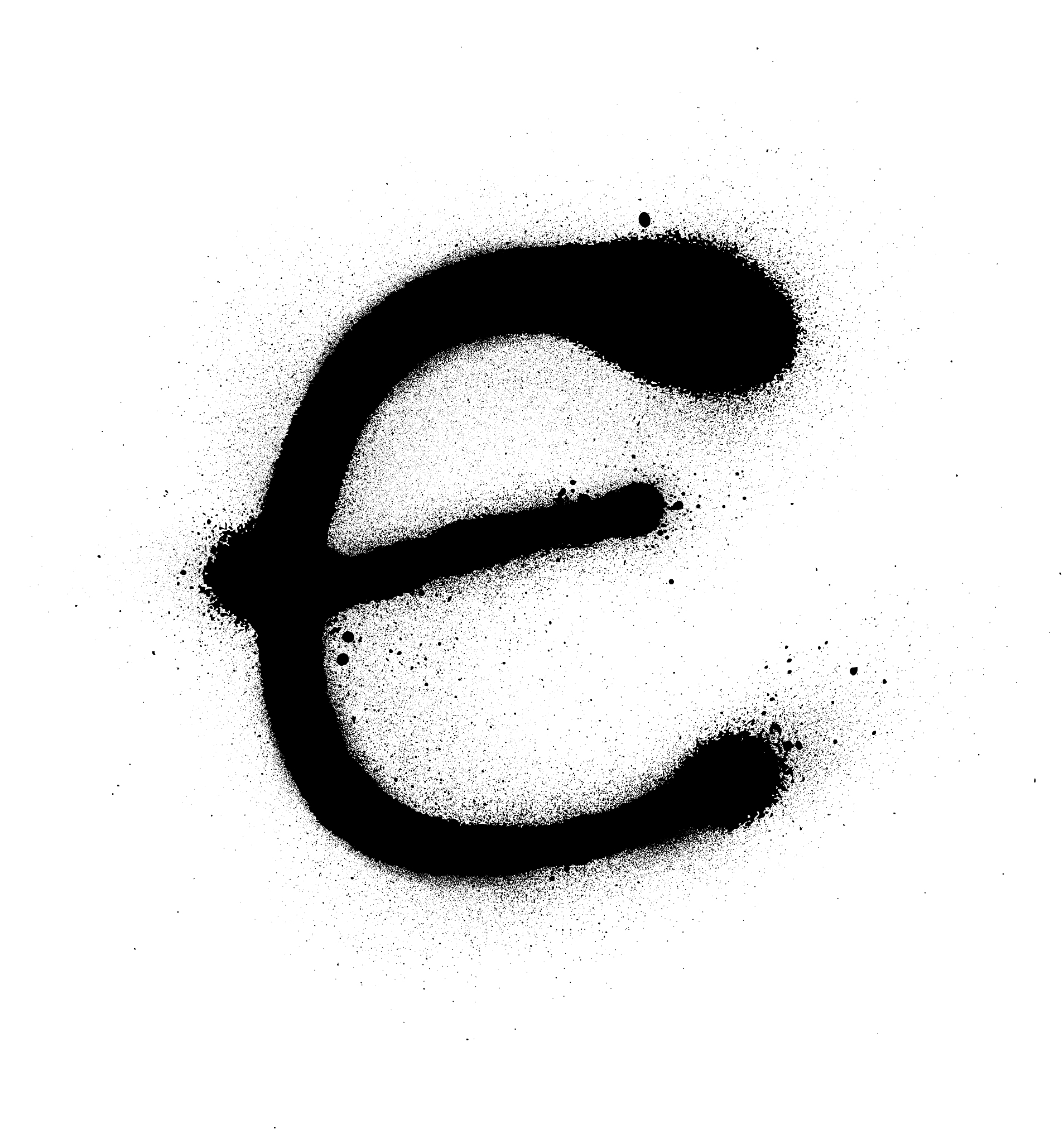graffiti thin e font sprayed in black over white