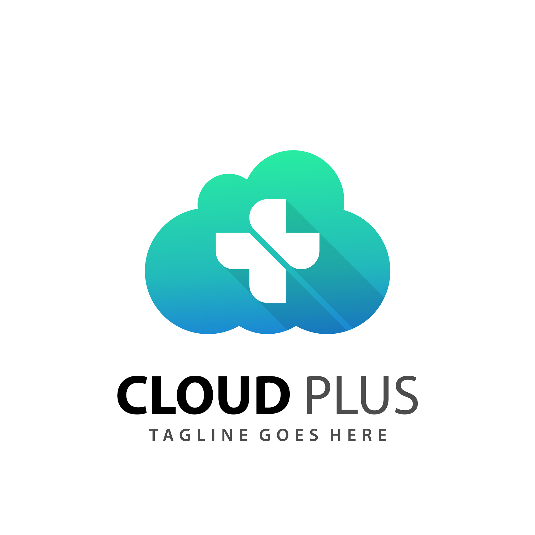 abstract cloud plus medical icon logo design
