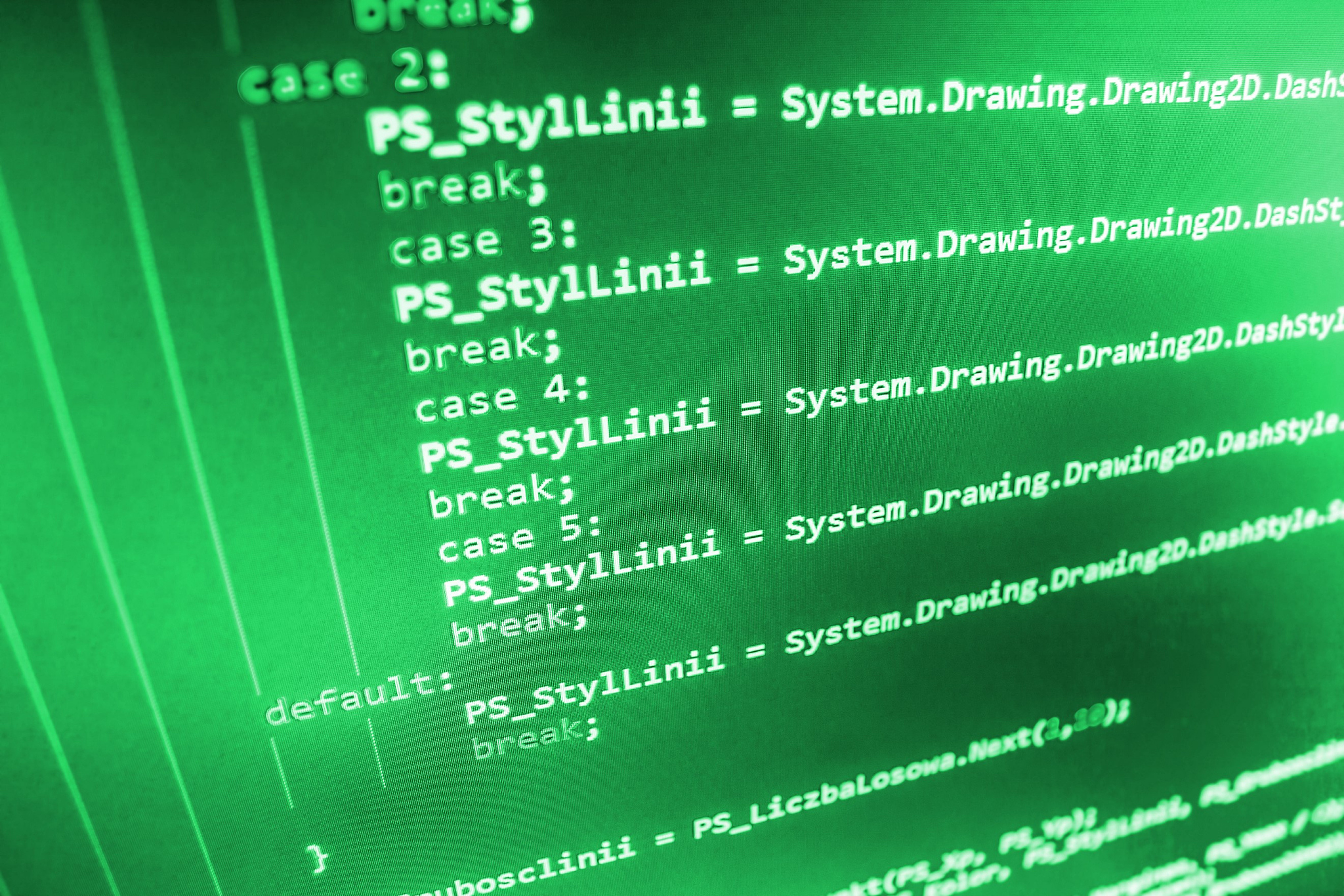 software developer programming code on computer