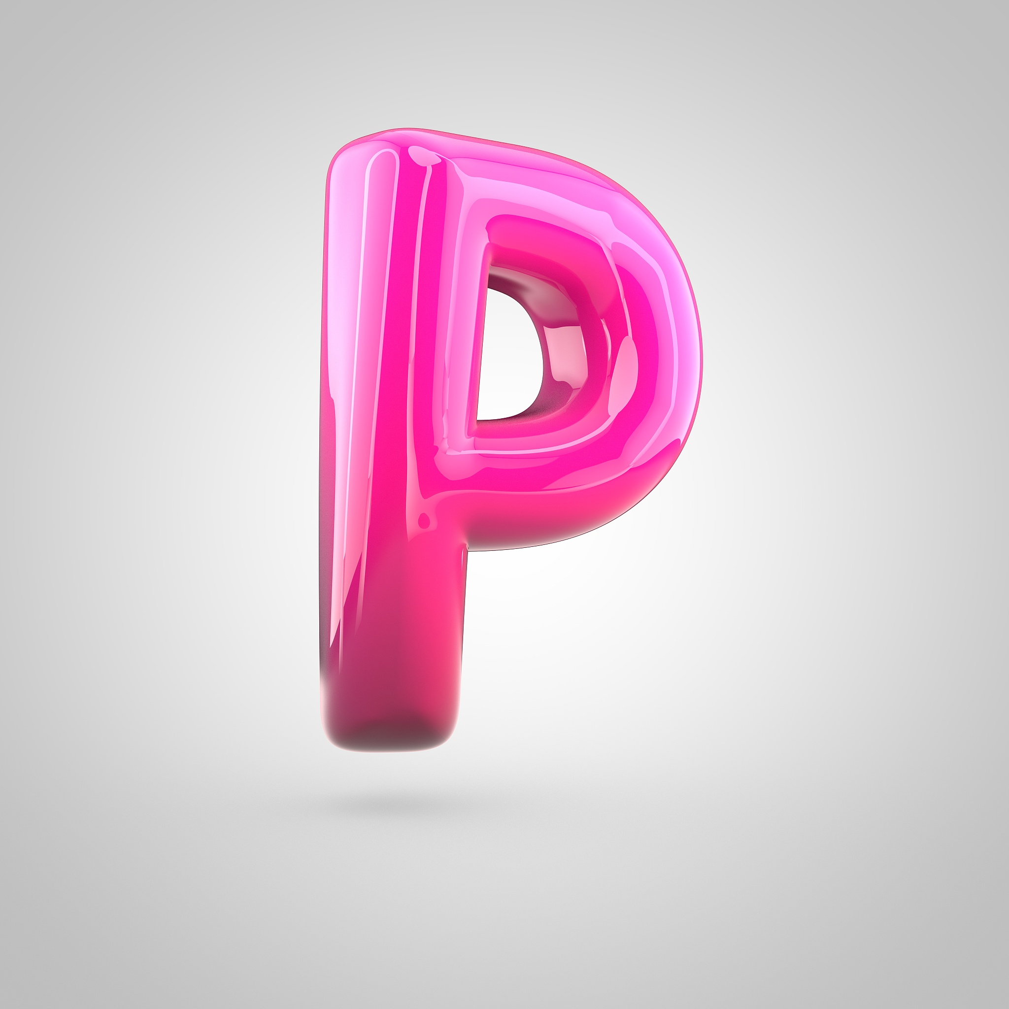 glossy red and pink gradient paint alphabet letter p uppercase i