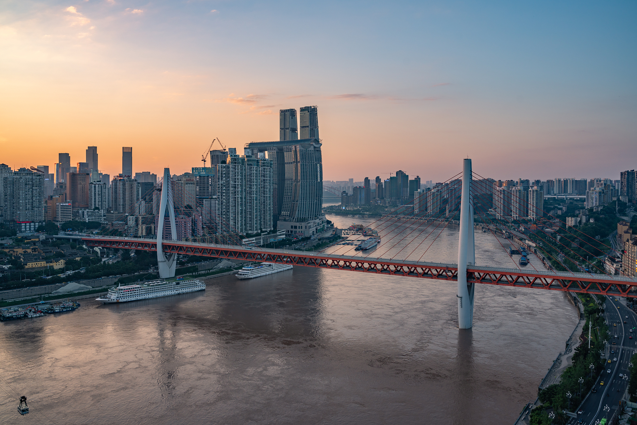 重庆全景图,日落,渝中区