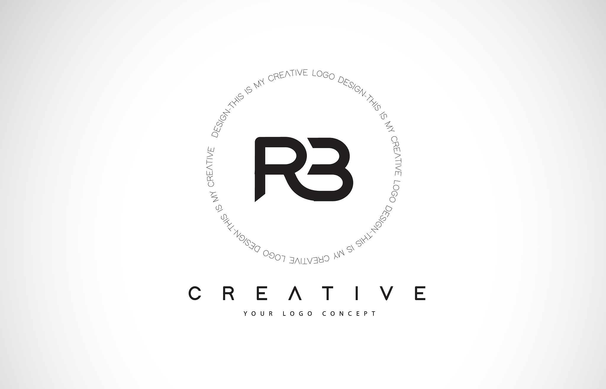 rb r b logo design with black and white creative