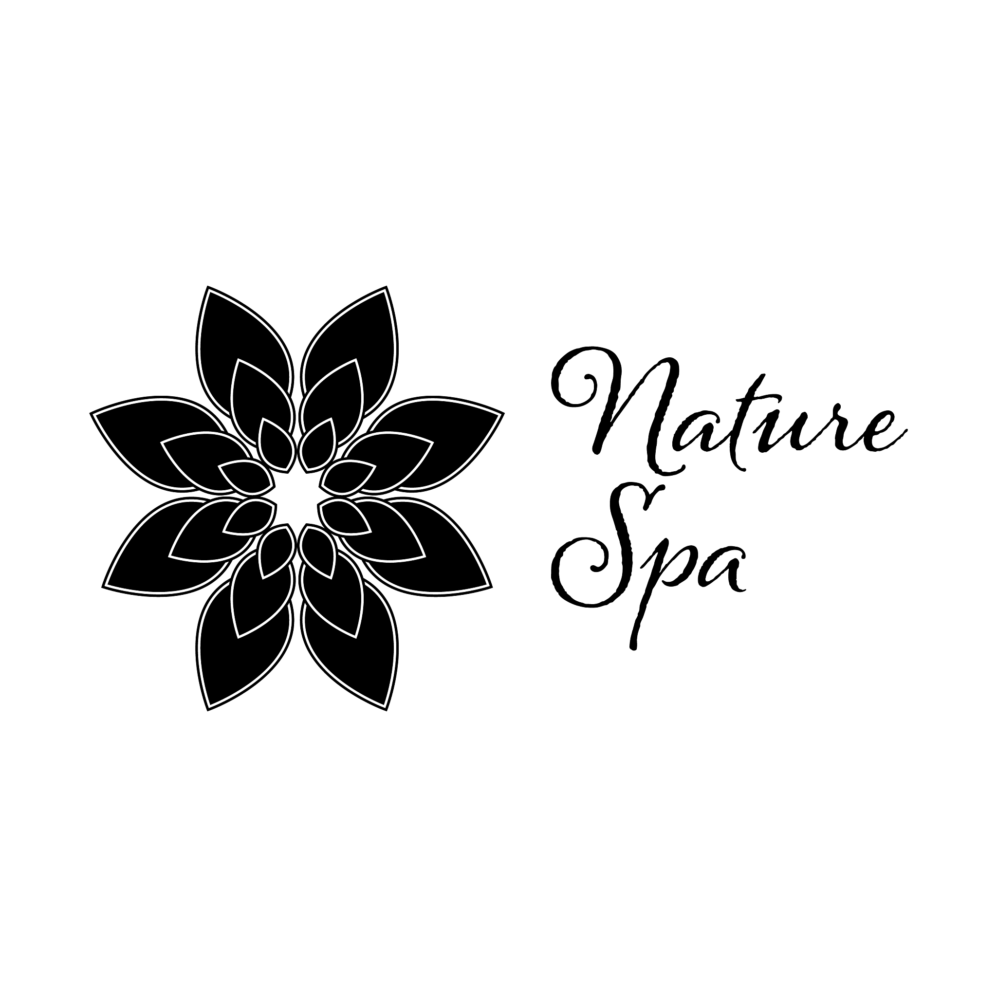 nature spa leaf logo design template black color