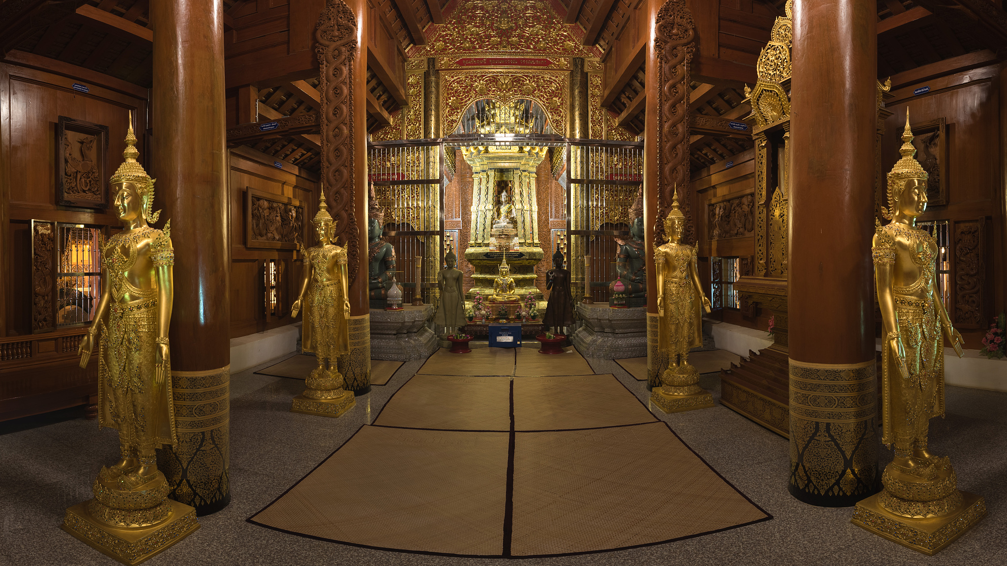 the grand blue temple or wat ban den, chiang mai, thailand