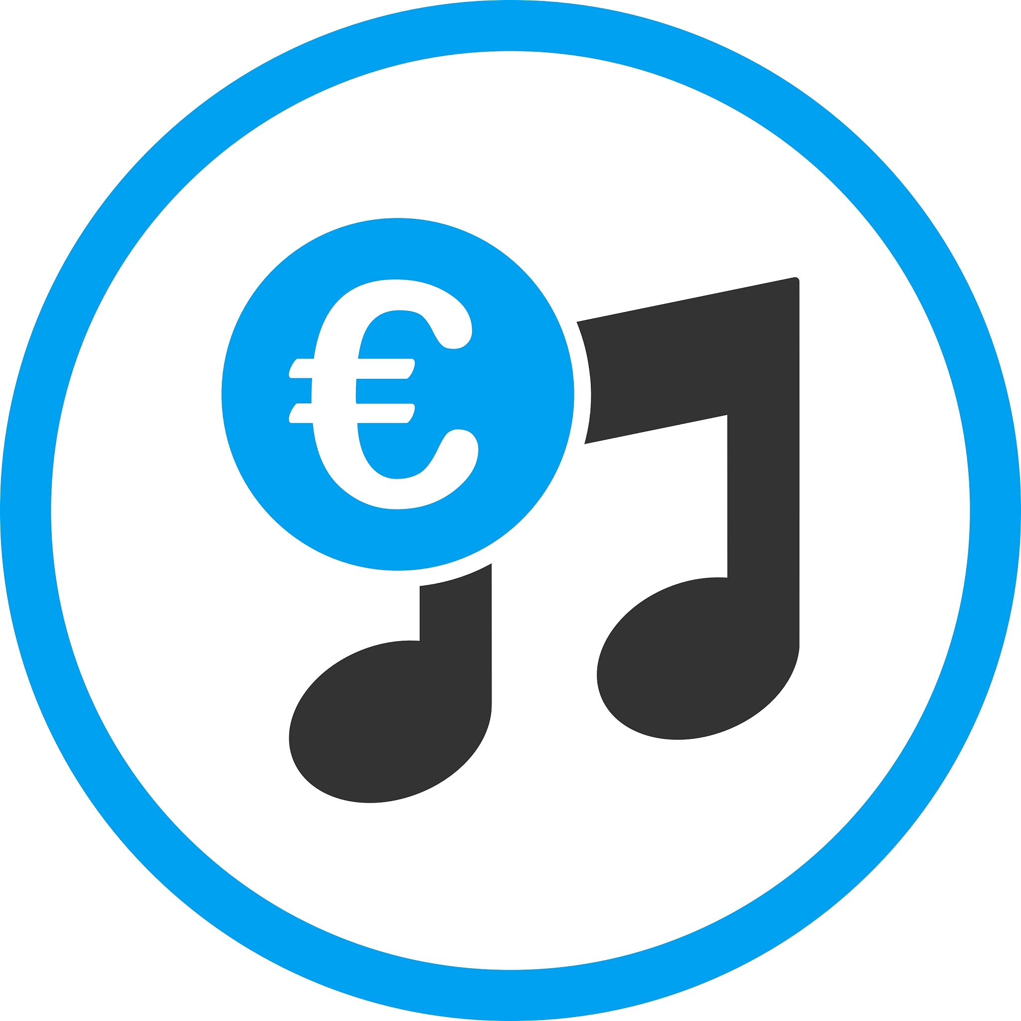euro music notes rounded icon