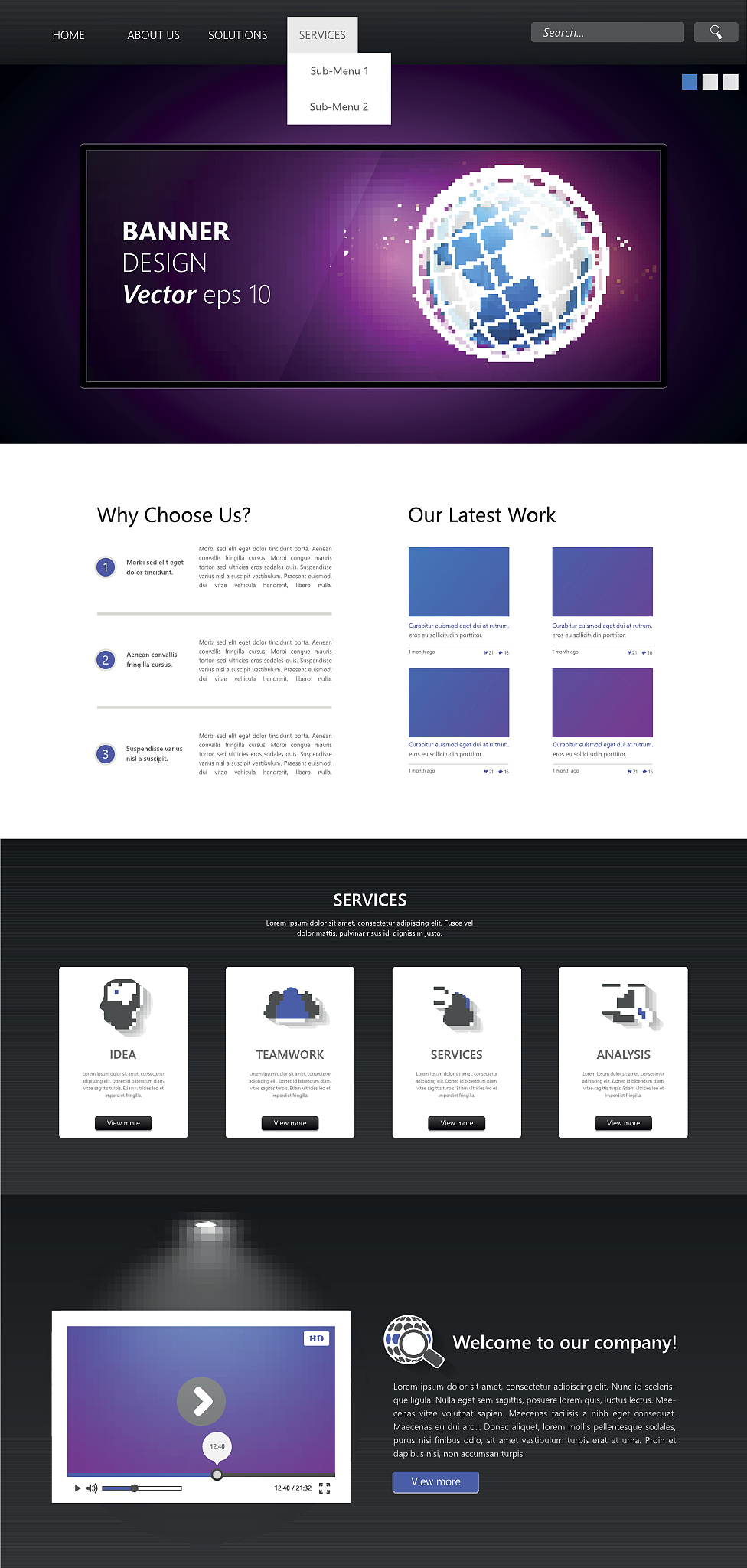 one page website template design