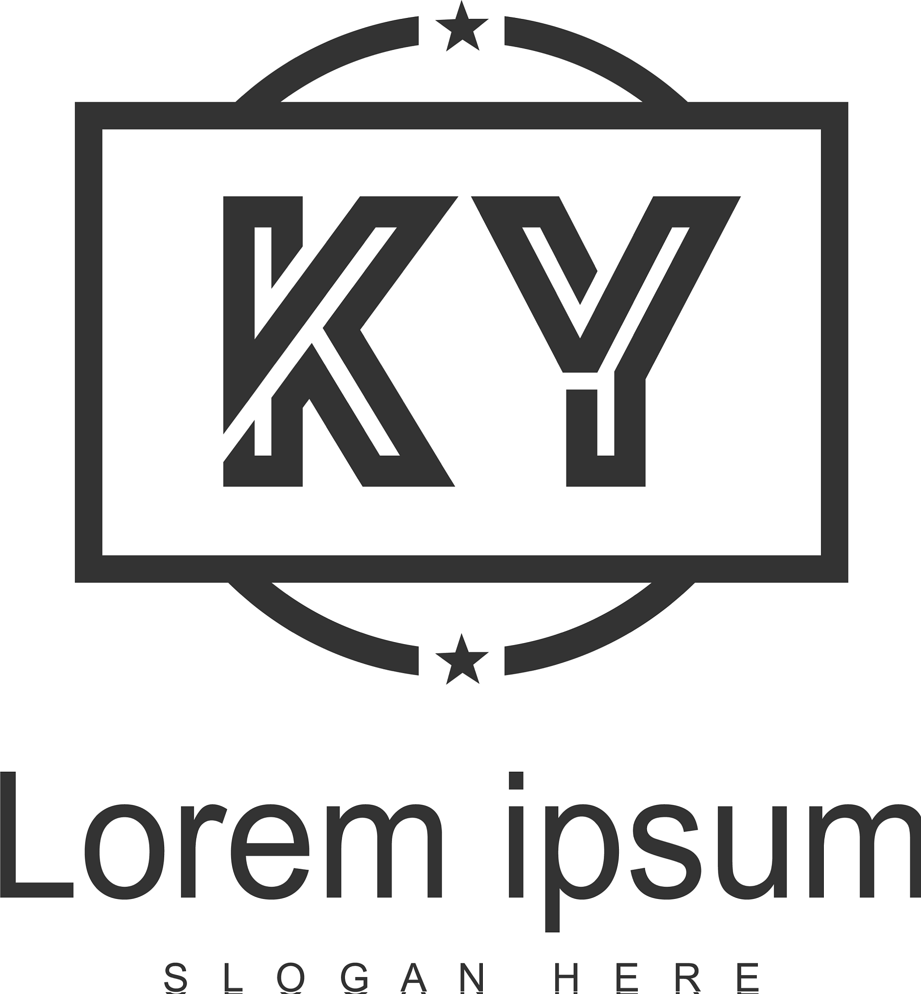 initial ky logo template with modern frame