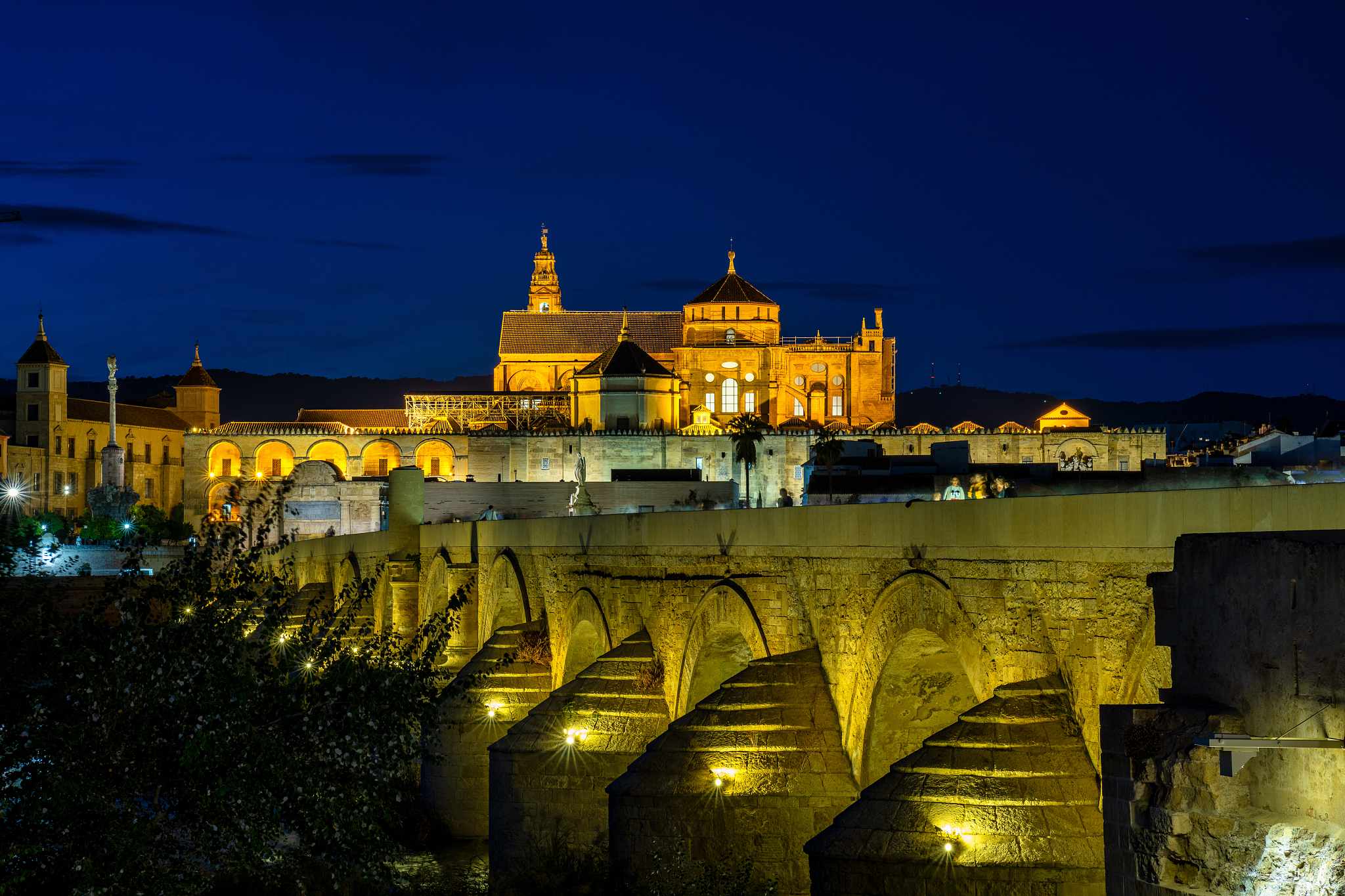 mosque-cathedral and the roman bridge in cordoba, andalusia, spa