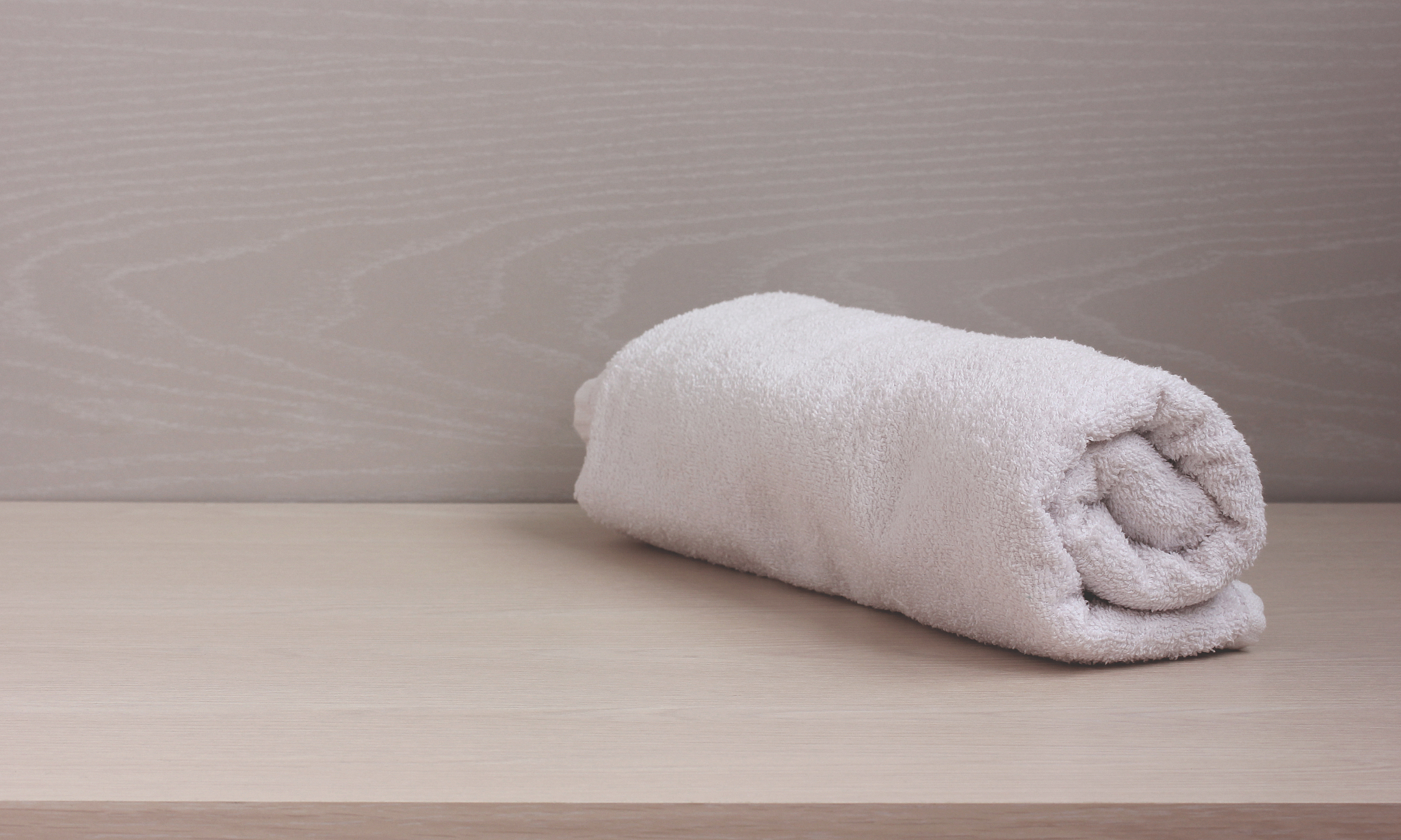 white towel on the table.