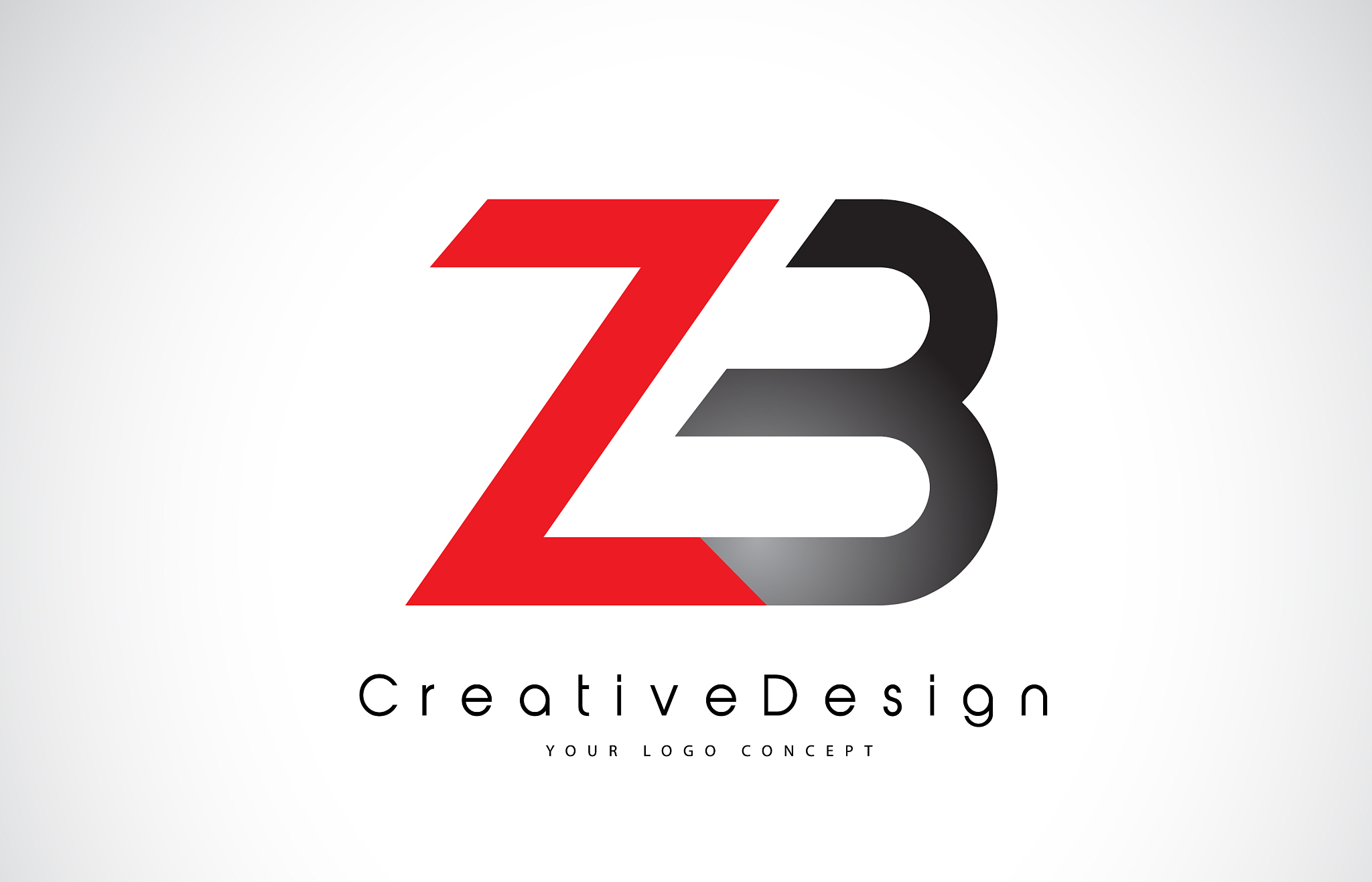 red and black zb z b letter logo design creative