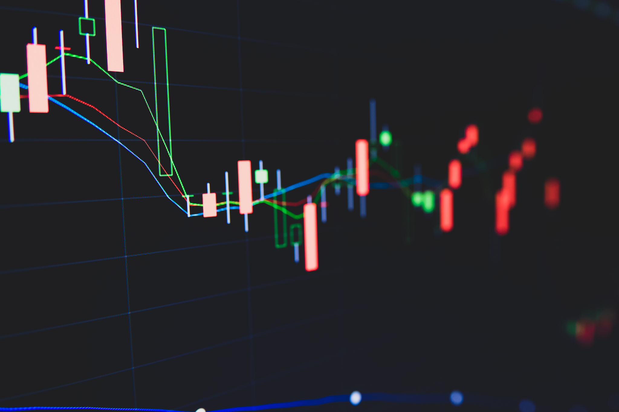 stock exchange market graph on led screen for covid-19 financial