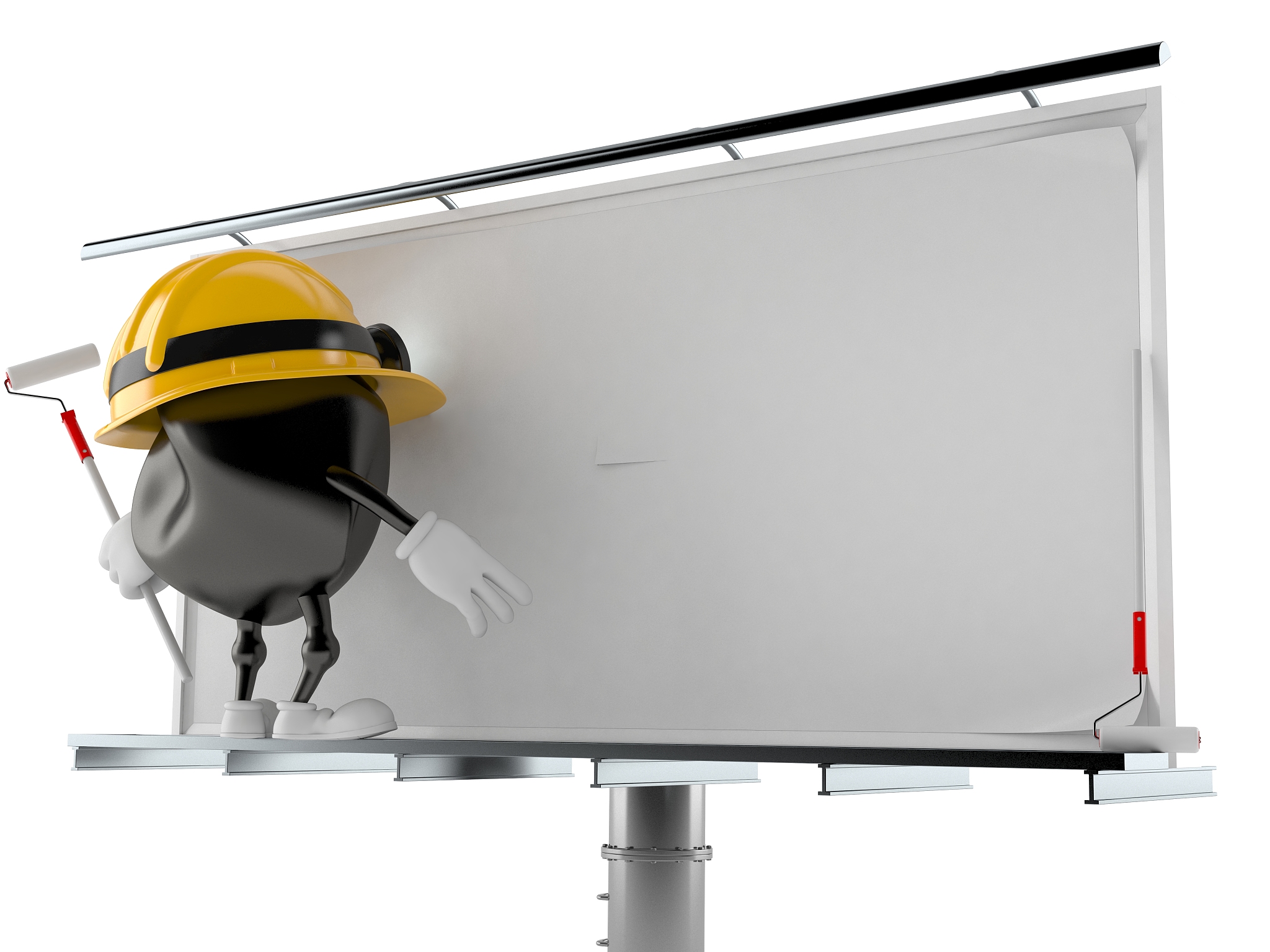 miner character with blank billboard