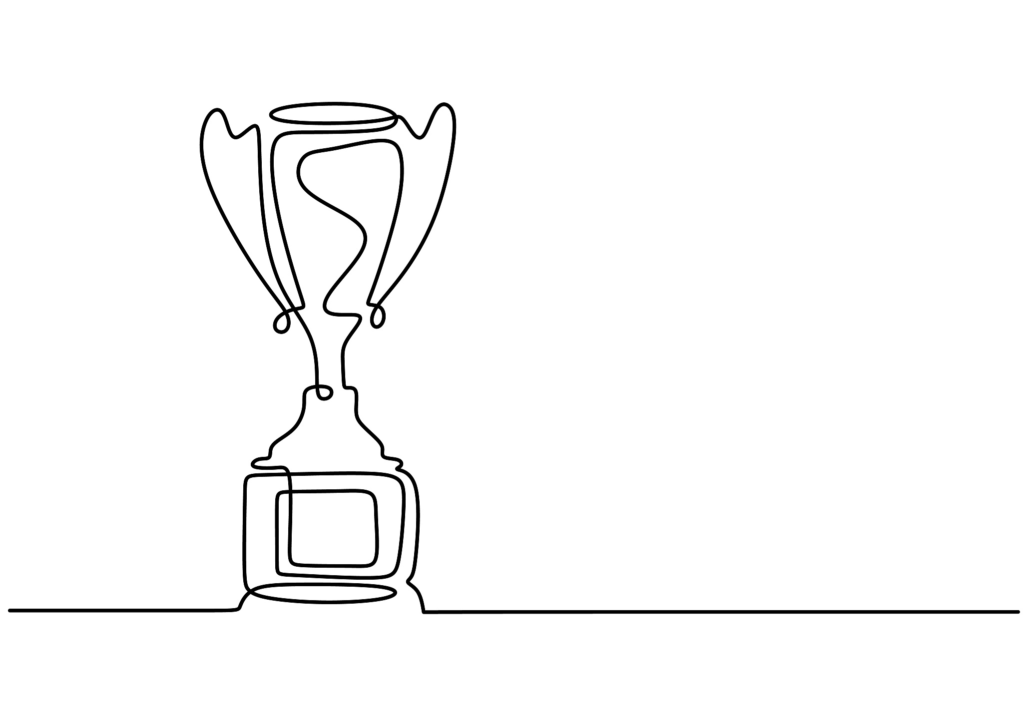 one line drawing of winner trophy minimalism object design vecto