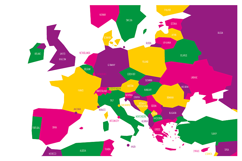 political map of central and southern europe