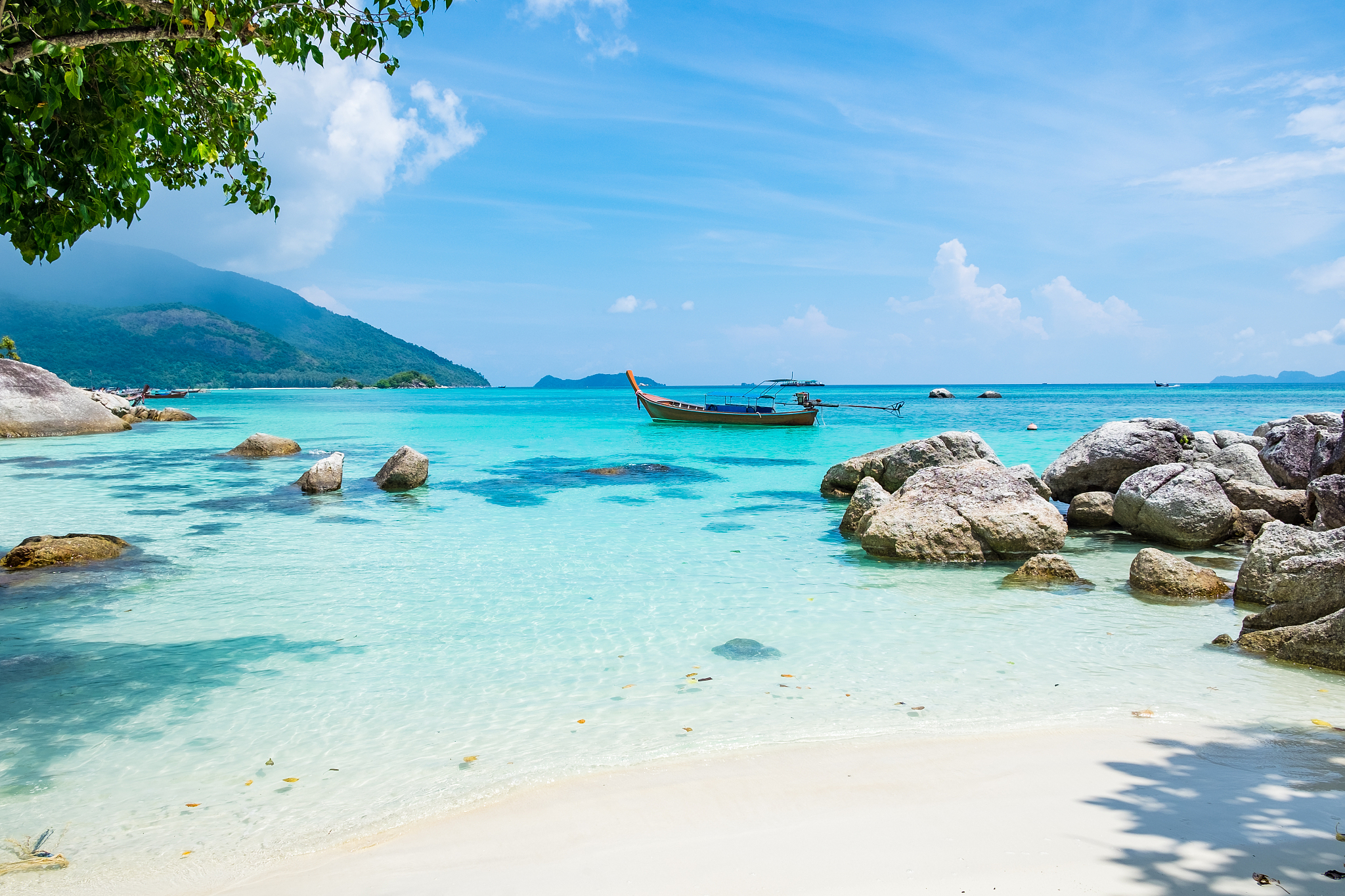 view of sea and beach, kampung kok, malaysia