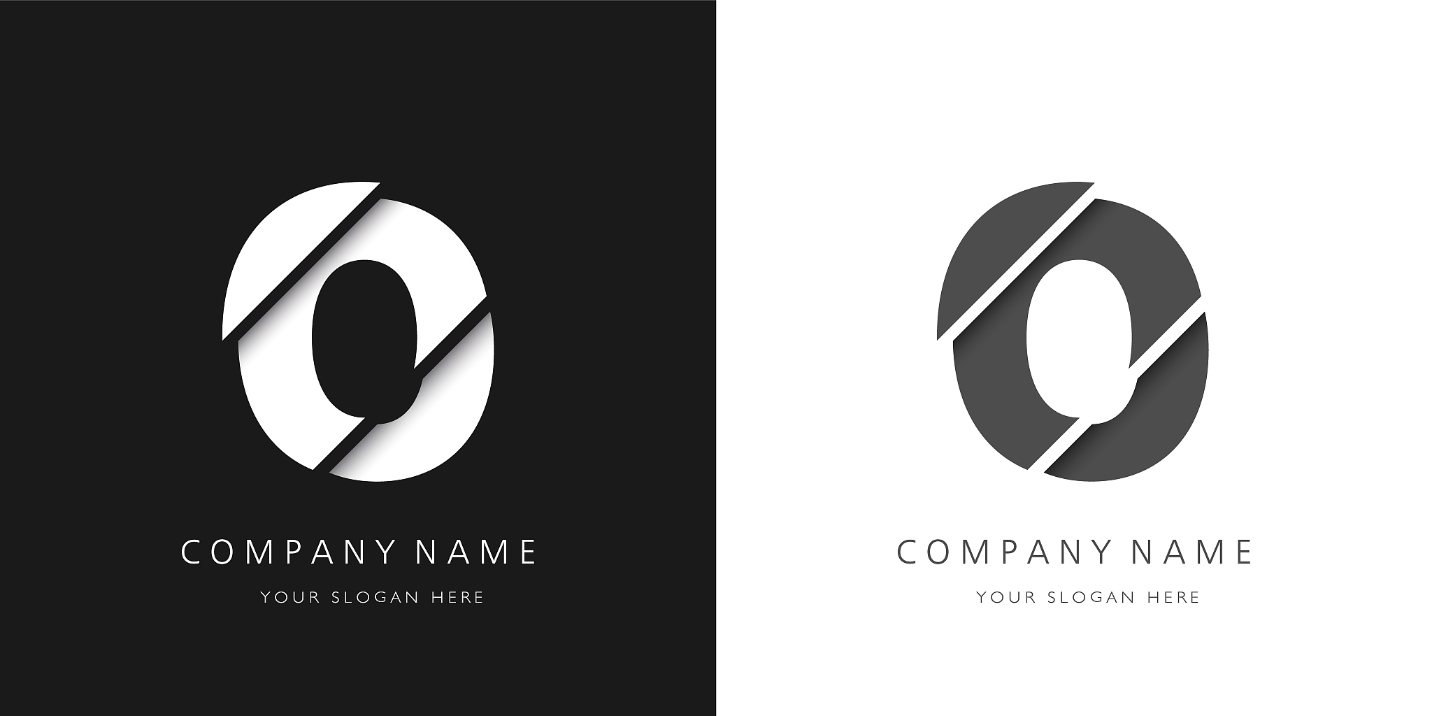 o letter modern logo broken design