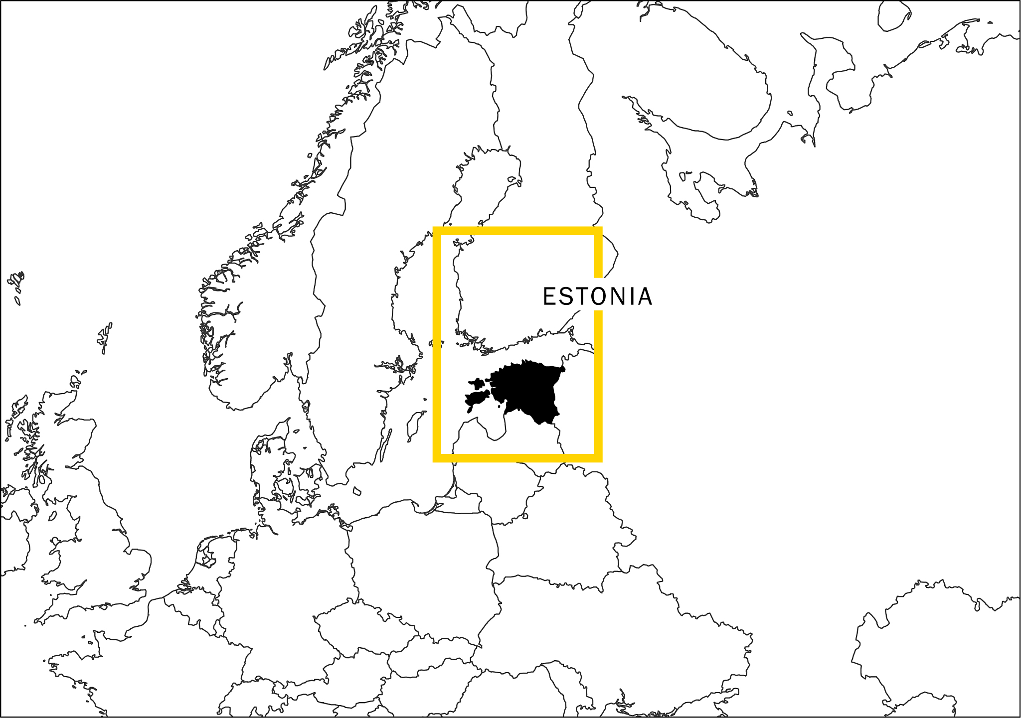 estonia map yellow frame geography